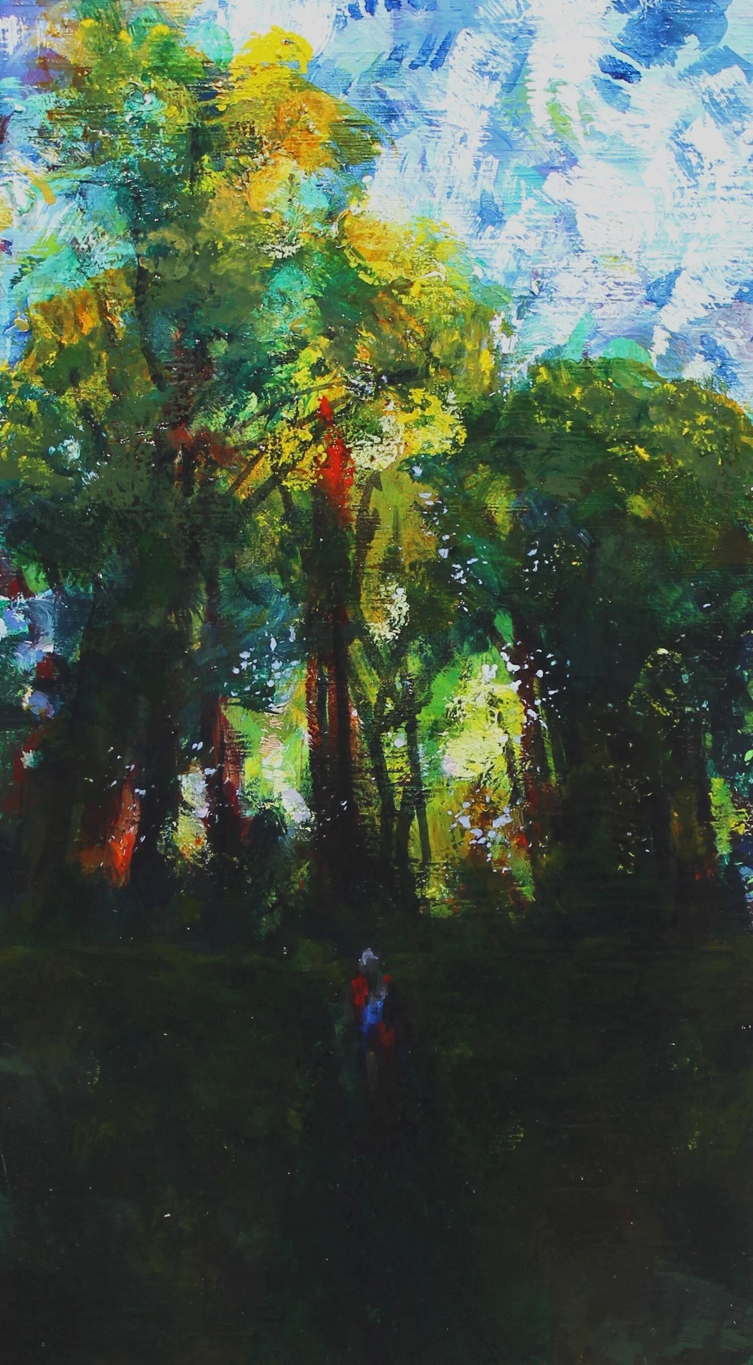 “Oak Openings, Chasing Runners”, oil, 10.5”x6”