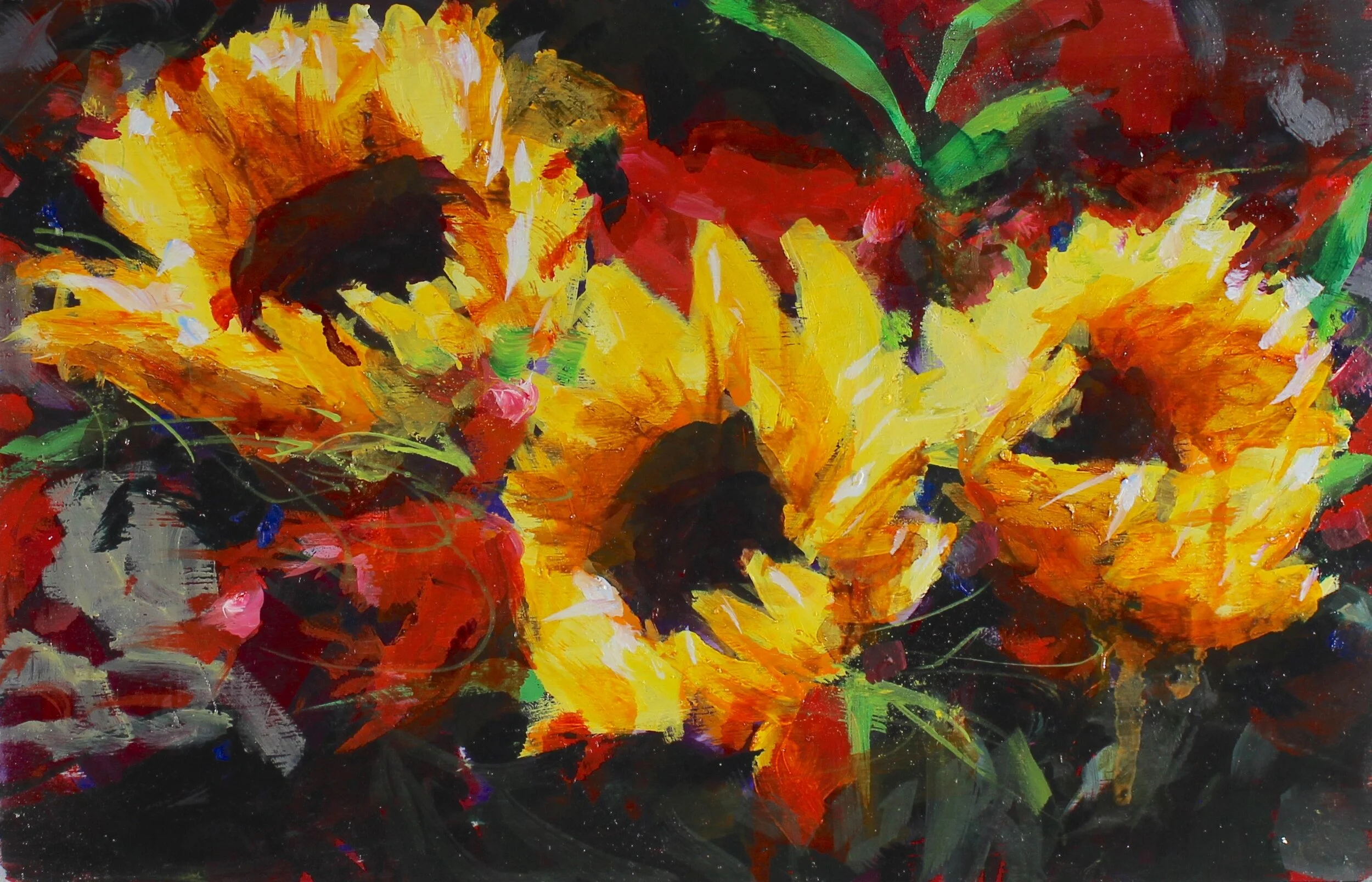 “The Other Sunflowers”, oil, 8”x12”.