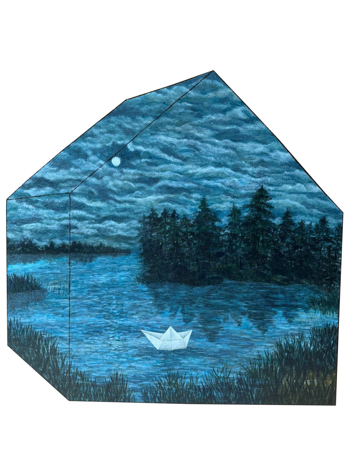 Wandering Toward the Meaning of Home No.4; from "The narative of minorities″ series, Oil on Plywood, 60 x 60 cm, 2025
