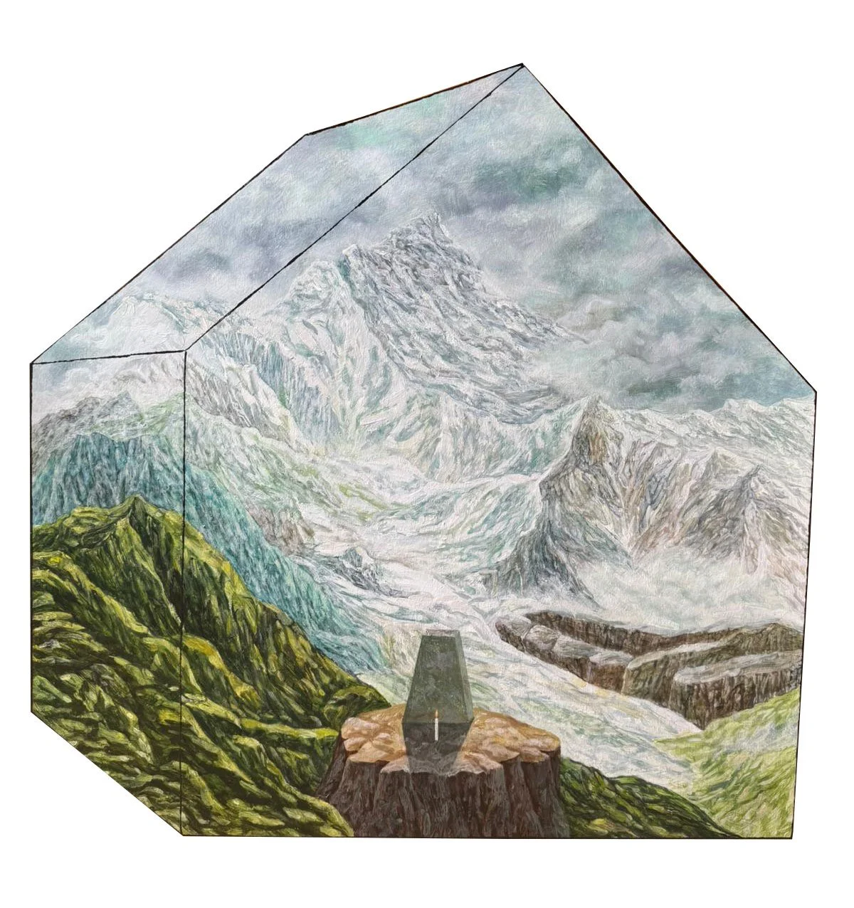 Wandering Toward the Meaning of Home No.6; from "The narative of minorities″ series, Oil on Plywood, 60 x 60 cm, 2025