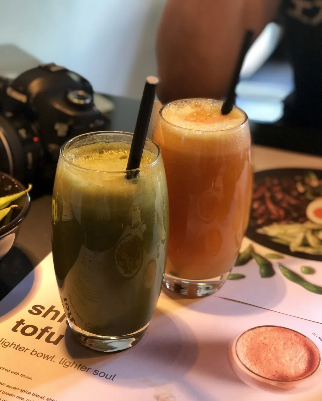 wagamama juice with biodegradable paper straws | Photo: Average Socialite