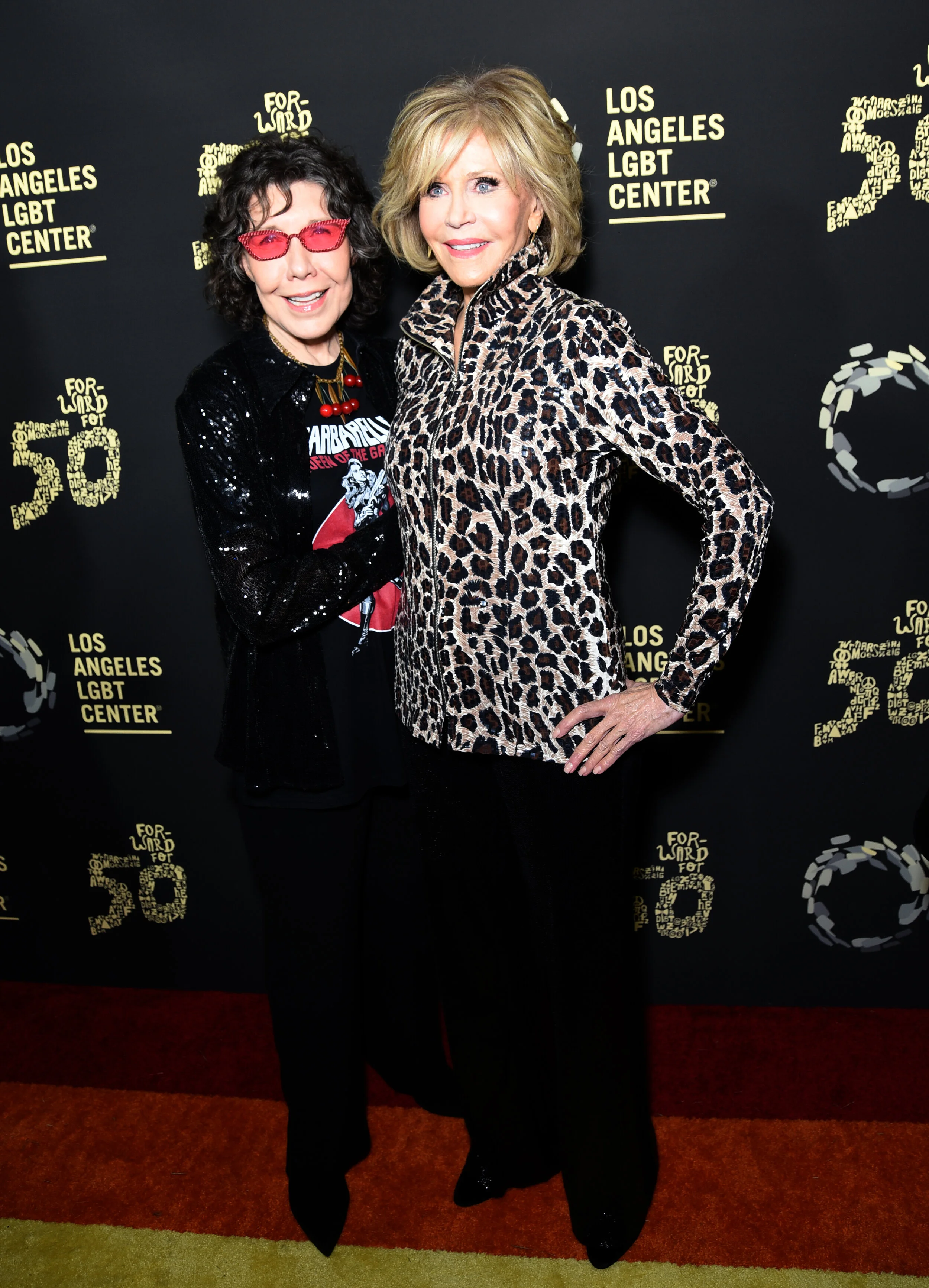 Lily Tomlin & Jane Fonda | Getty Images for Los Angeles LGBT Center Hearts of Gold Concert
