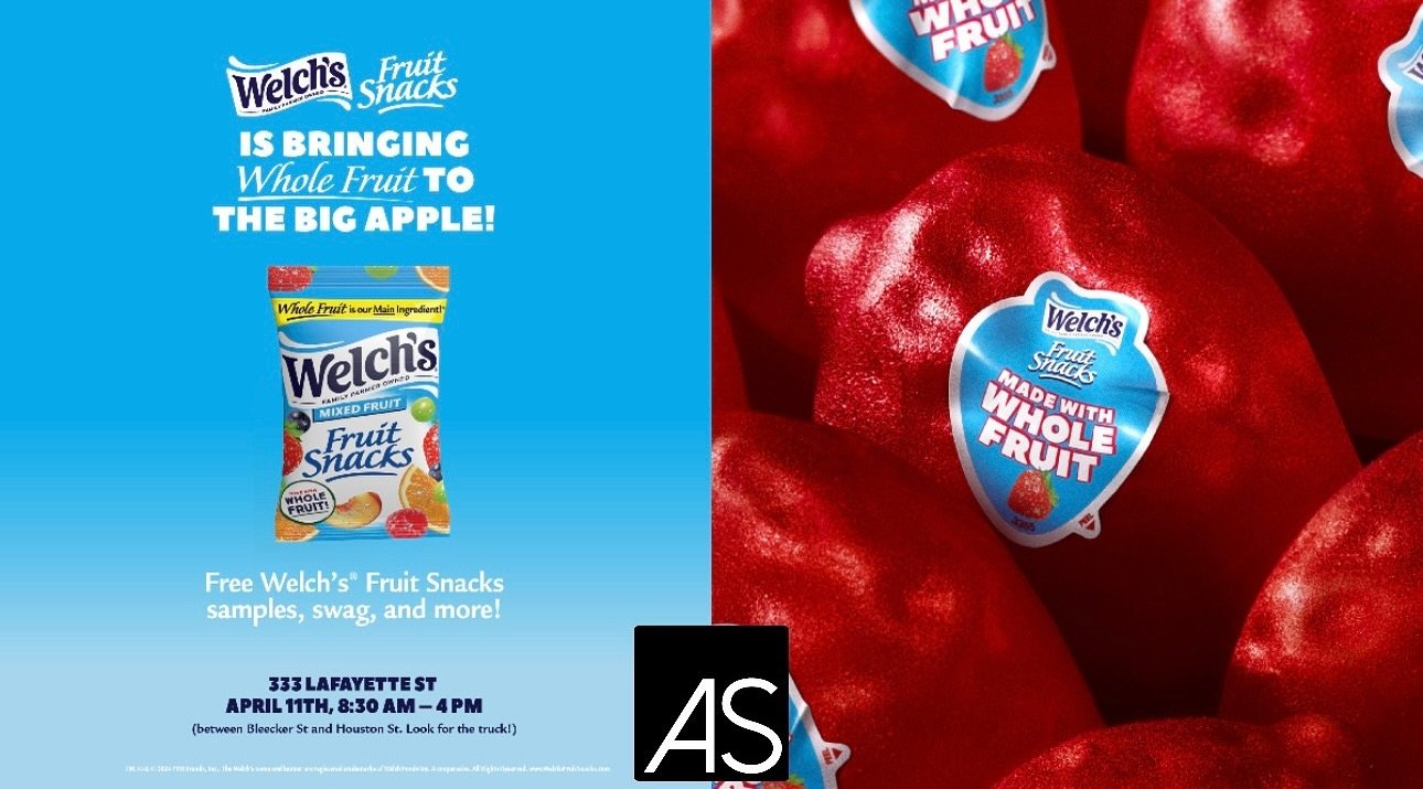 #NYC 🍓To celebrate @welchsfruitsnck&rsquo;s new &ldquo;Wholly Committed to Whole Fruit&rdquo; campaign, they will have a vintage fruit truck in New York City on April 11th (and 12th weather permitted) where they will be offering FREE fruit snacks an