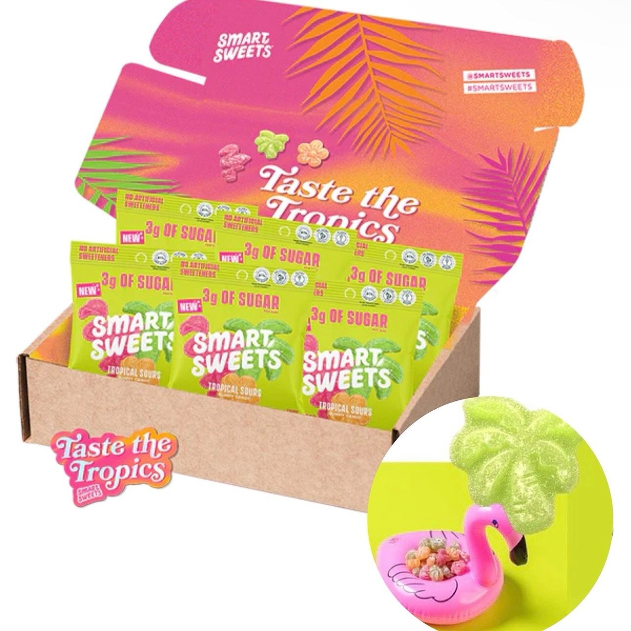 🍭GIVEAWAY ALERT 🍭 We&rsquo;ve partnered with @SmartSweets to gift one lucky winner a Tropical Sours Kit! Enjoy the candy you know and love with up to 92% less sugar than traditional candy! This prize package includes:

🦩6 Bags of Tropical Sours
🦩