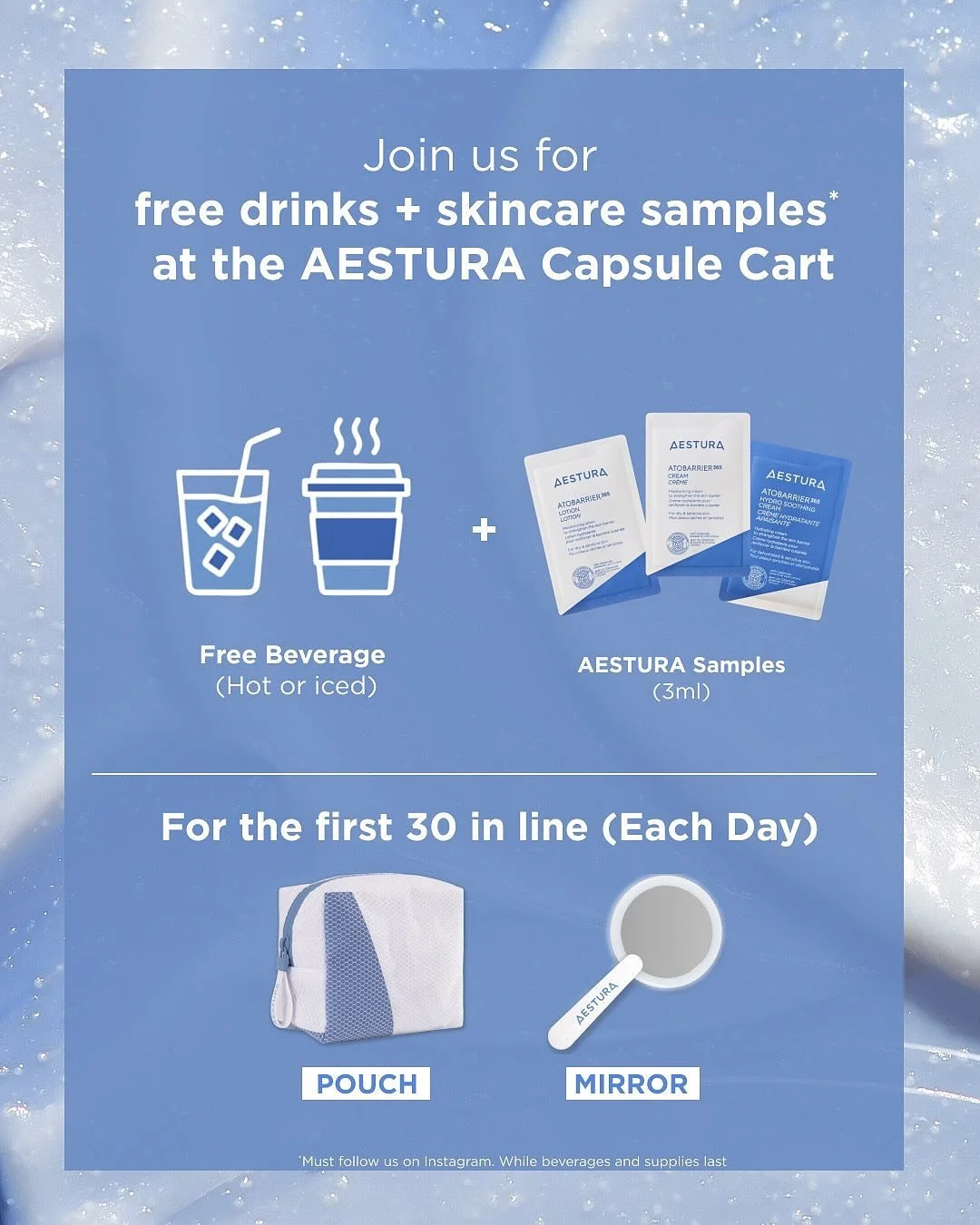AD #AESTURA_Partner The @aestura_us Capsule Cart hits the streets of NYC this weekend🗽Whether you&rsquo;re new to AESTURA or already a fan of their barrier-care essentials, join them for free drinks (hot or iced) and more*.

📍Locations
Saturday, No
