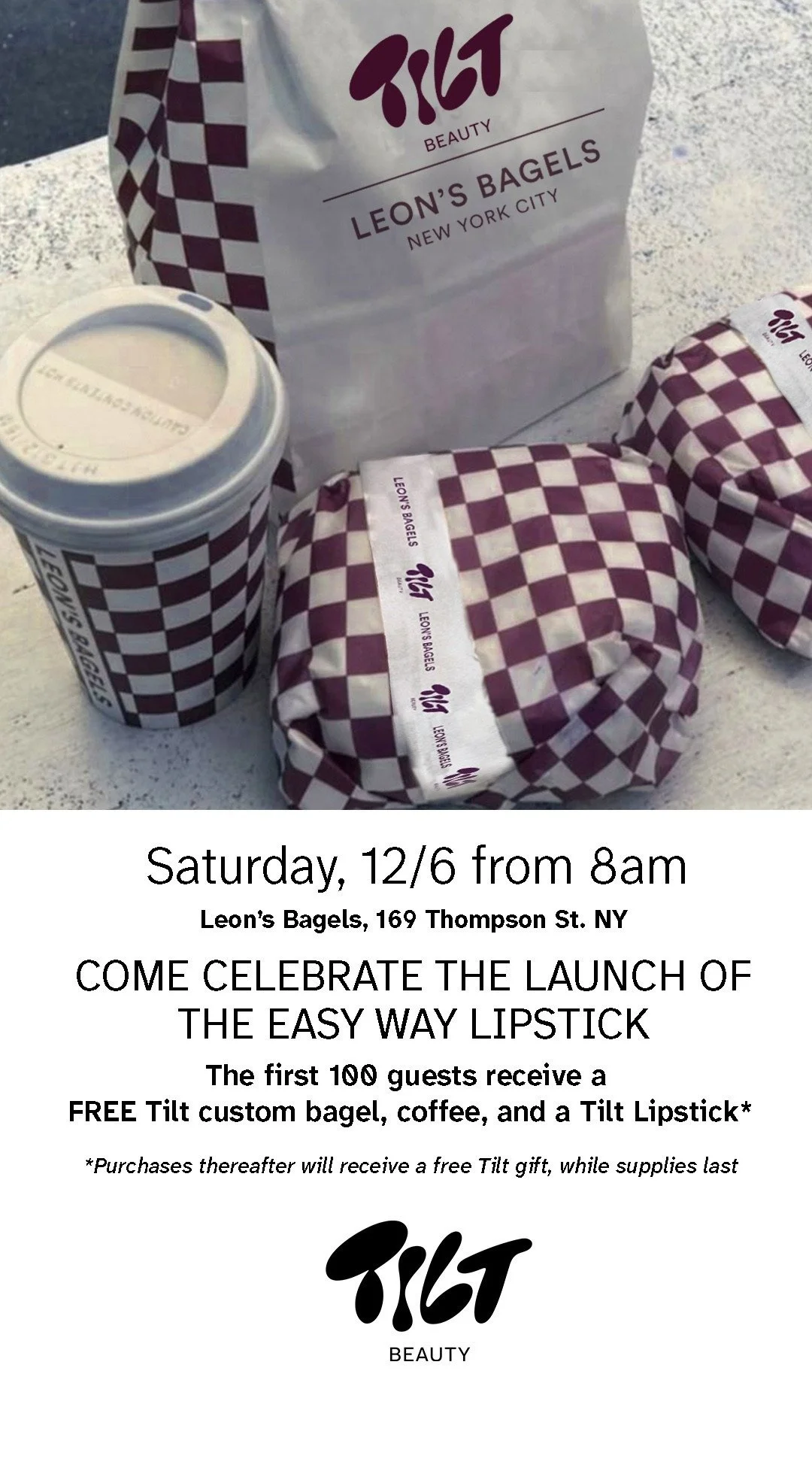 TILT BEAUTY POP-UP WITH LEON'S BAGELS, NYC