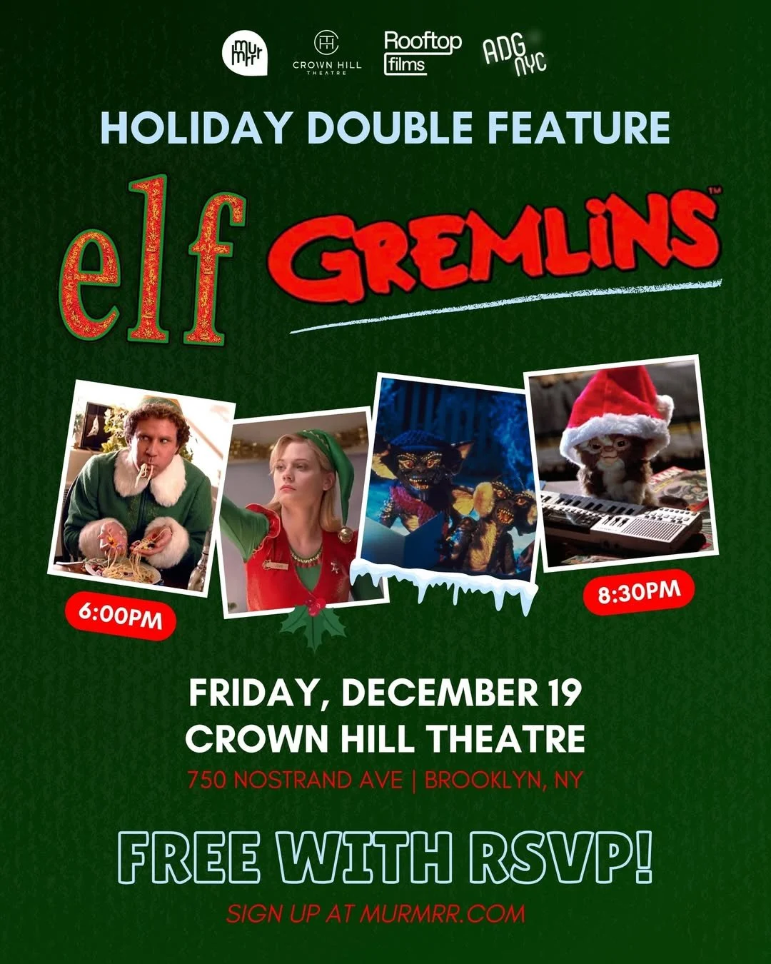 FREE ELF &amp; GREMLINS SCREENINGS, NYC