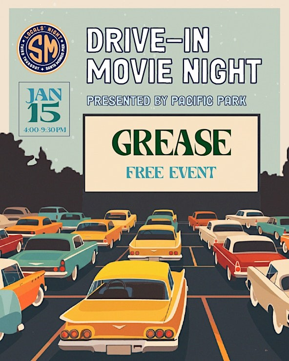 LOCALS NIGHT DRIVE IN MOVIE THEATER ON THE PIER, LA