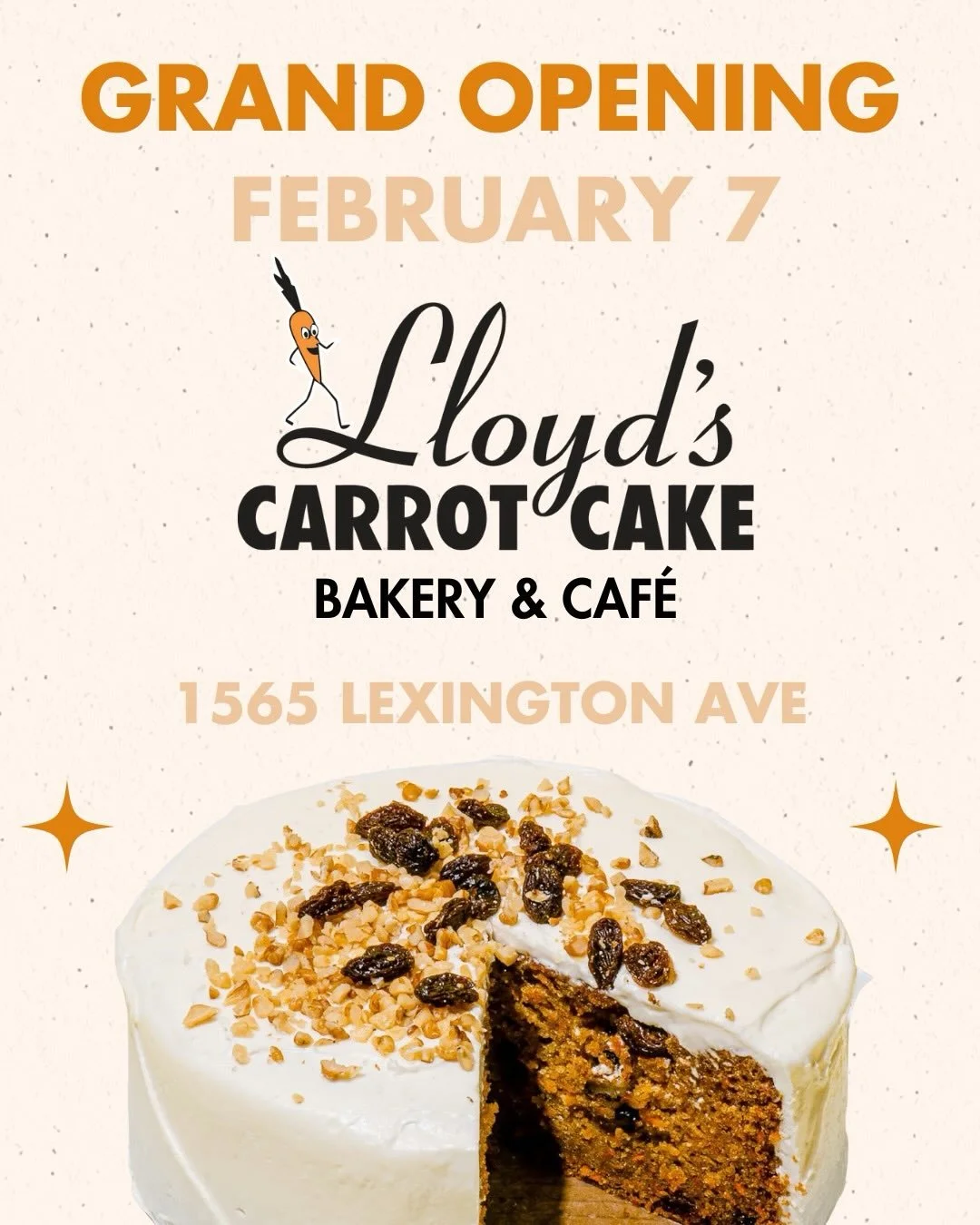 LLOYD'S CARROT CAKE GRAND OPENING, NYC