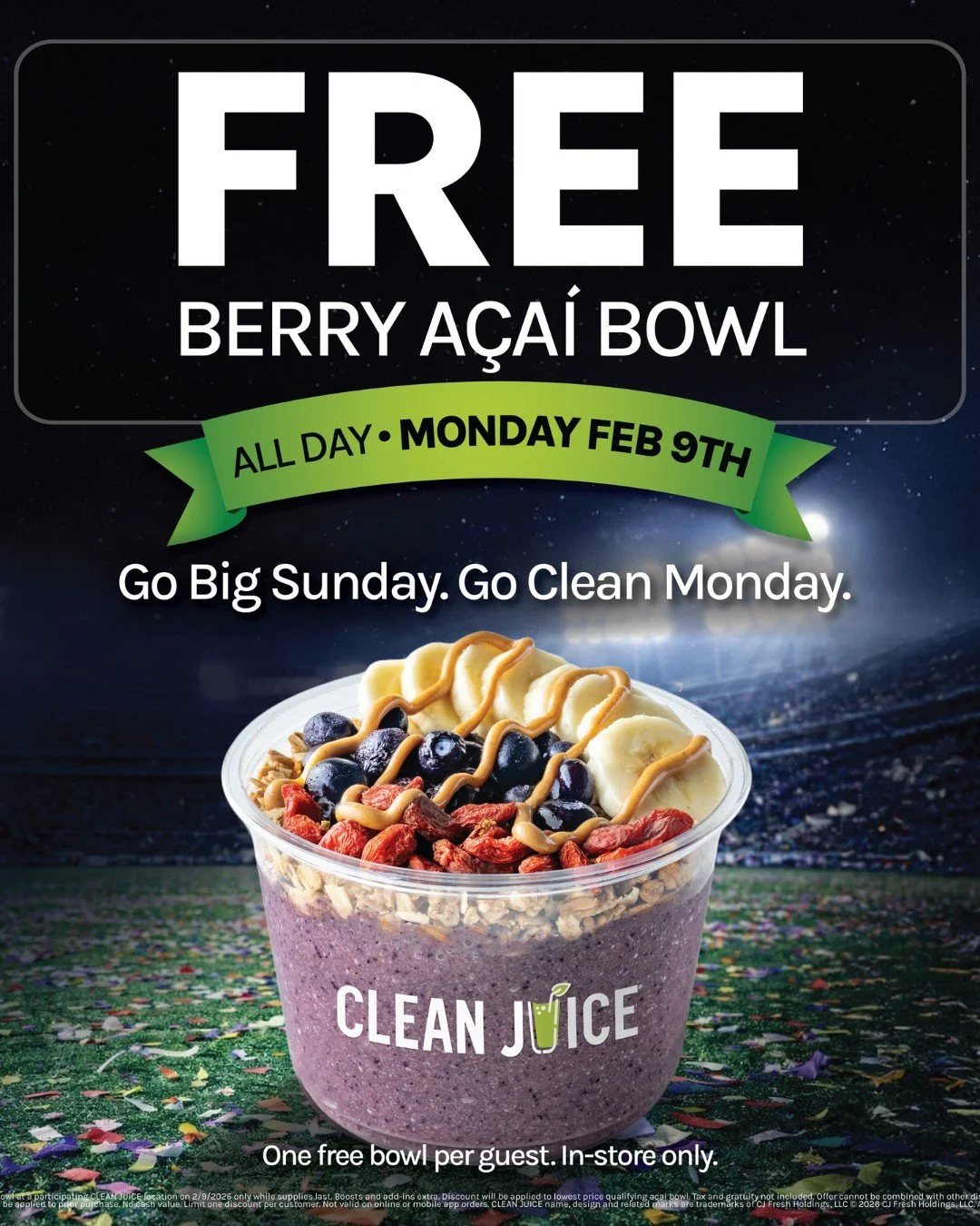 CLEAN JUICE FREE ACAI BOWL, TAMPA