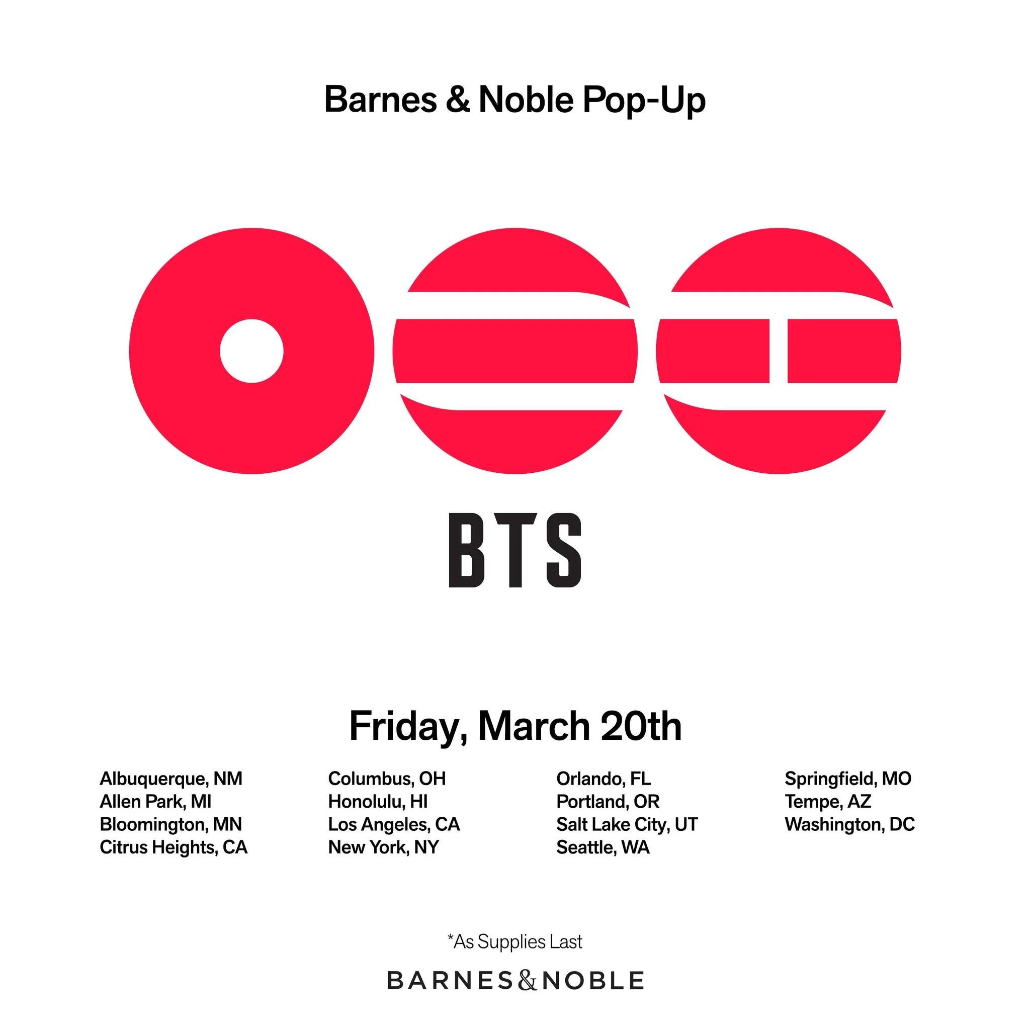 BTS X BARNES &amp; NOBLE ARIRANG POP-UP, LA