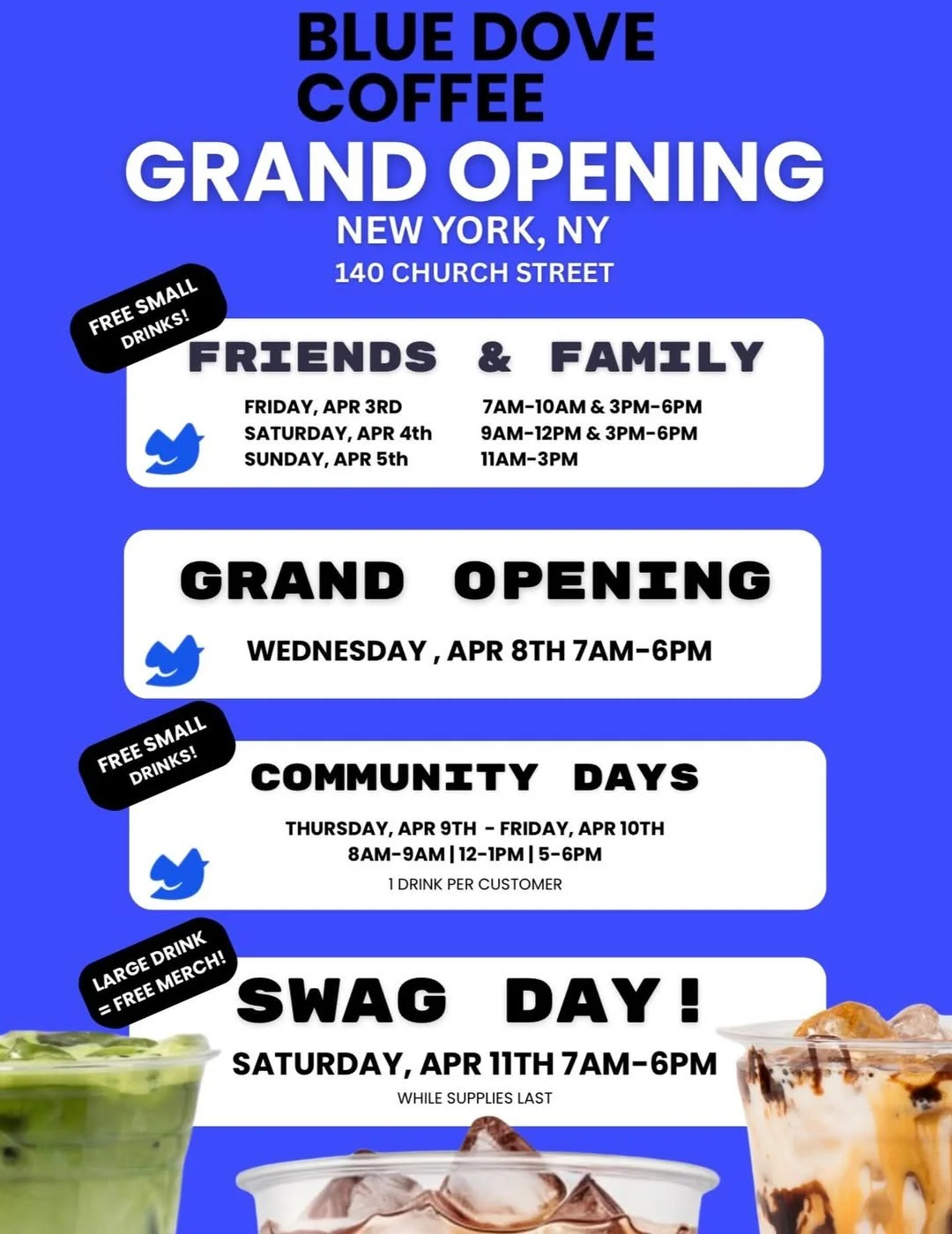 BLUE DOVE COFFEE GRAND OPENING, NYC