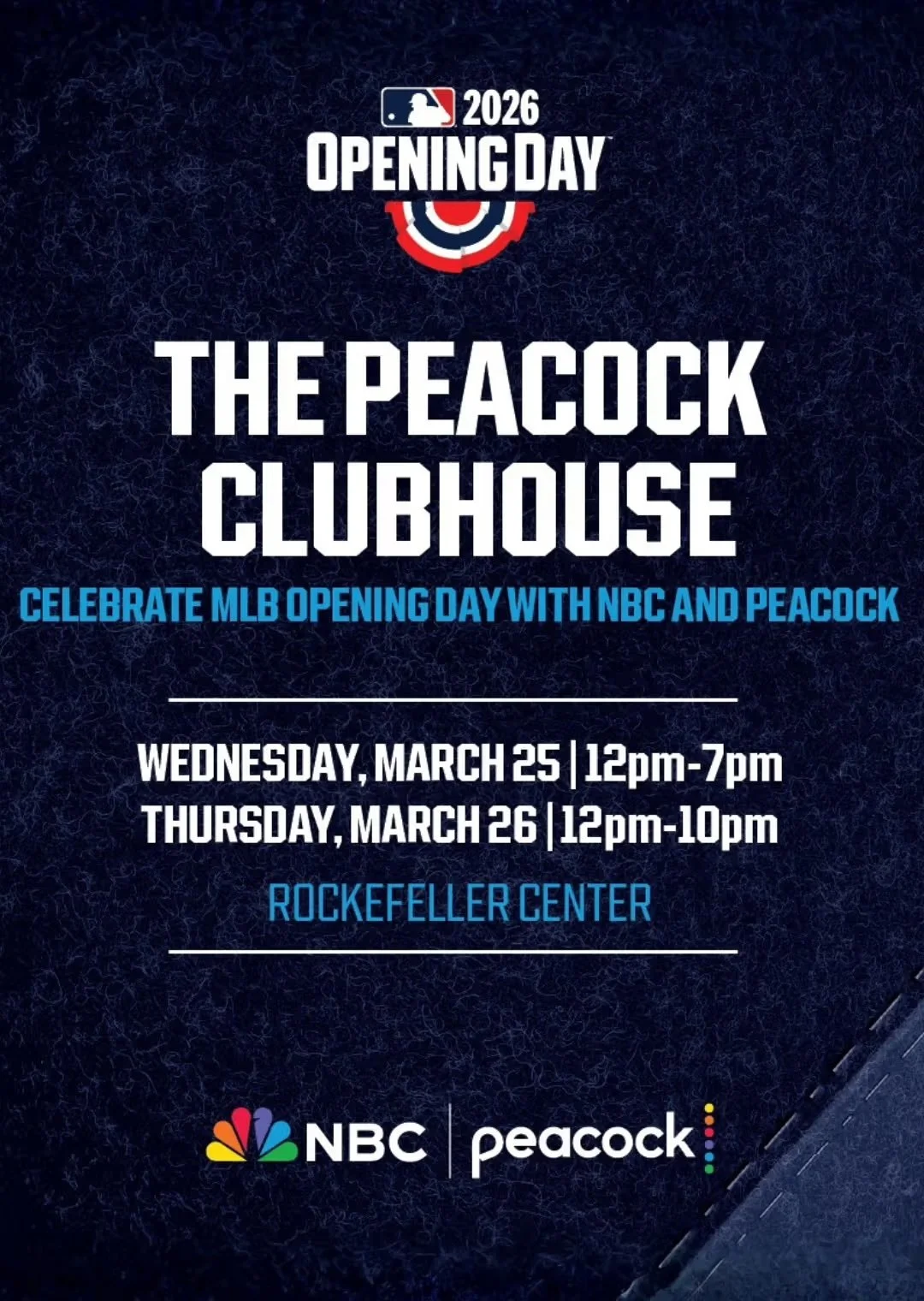 CELEBRATE MLB OPENING DAY AT THE PEACOCK CLUBHOUSE AT ROCKEFELLER CENTER, NYC