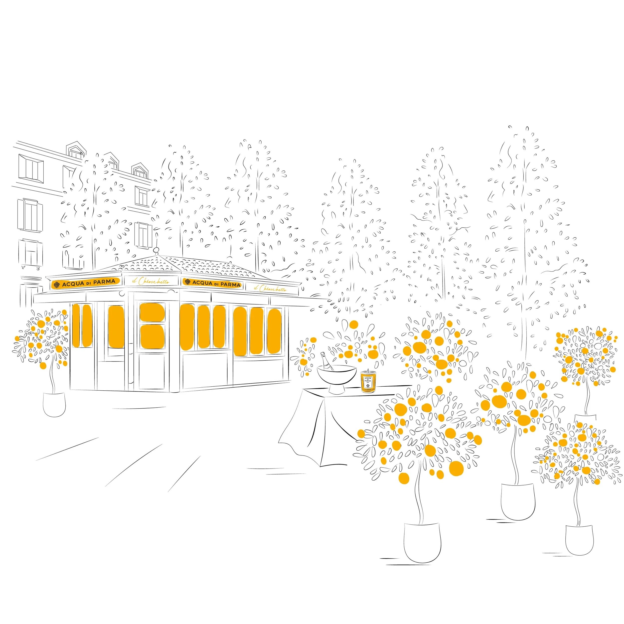 ACQUA DI PARMA 'Il CHIOSCHETTO' POP-UP HERALD SQUARE, NYC