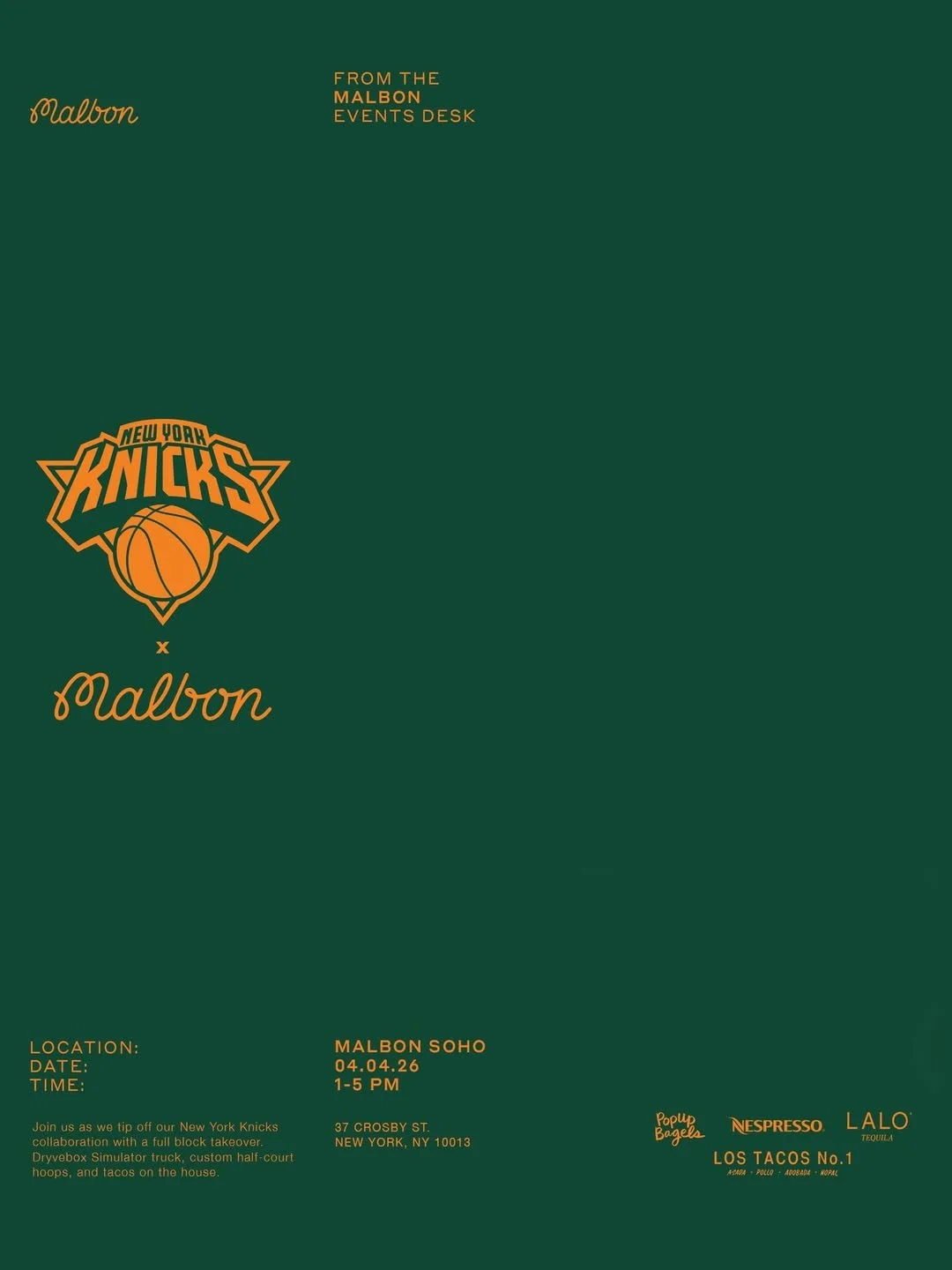 MALBON X NEW YORK KNICKS COLLECTION LAUNCH, NYC