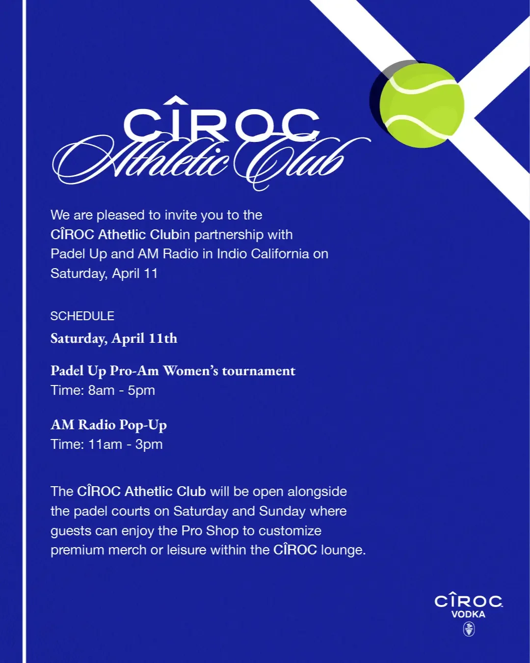 CÎROC ATHLETIC CLUB X PADEL UP + AM RADIO, INDIO