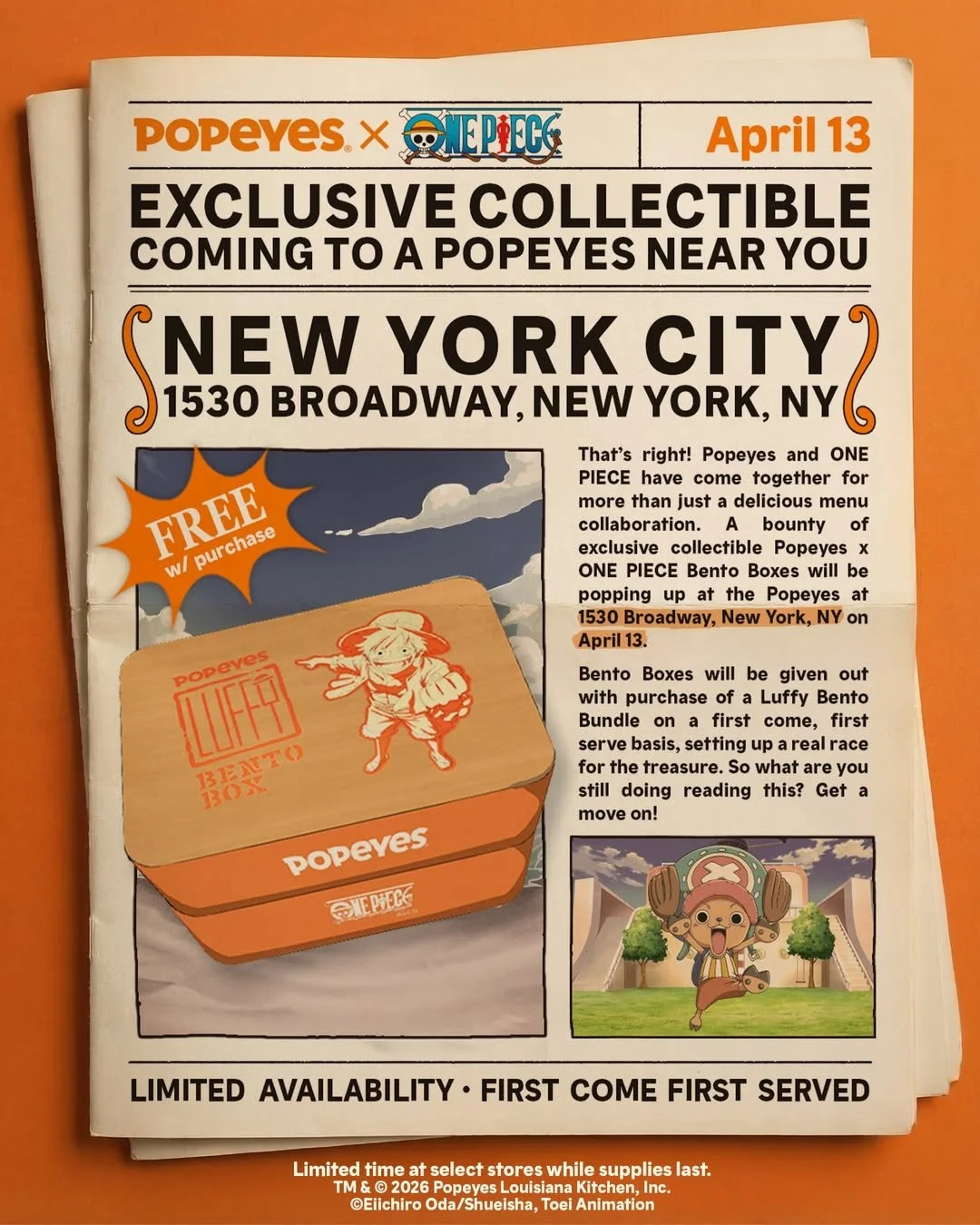 POPEYES X ONE PIECE EXCLUSIVE COLLECTIBLE, NYC
