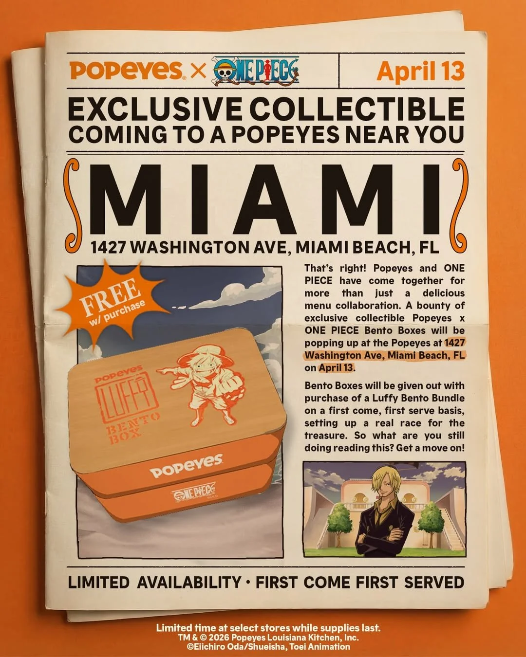 POPEYES X ONE PIECE EXCLUSIVE COLLECTIBLE, MIAMI