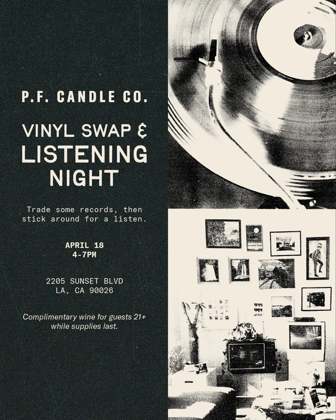 VINYL SWAP + LISTENING NIGHT AT P.F. CANDLE CO, LA