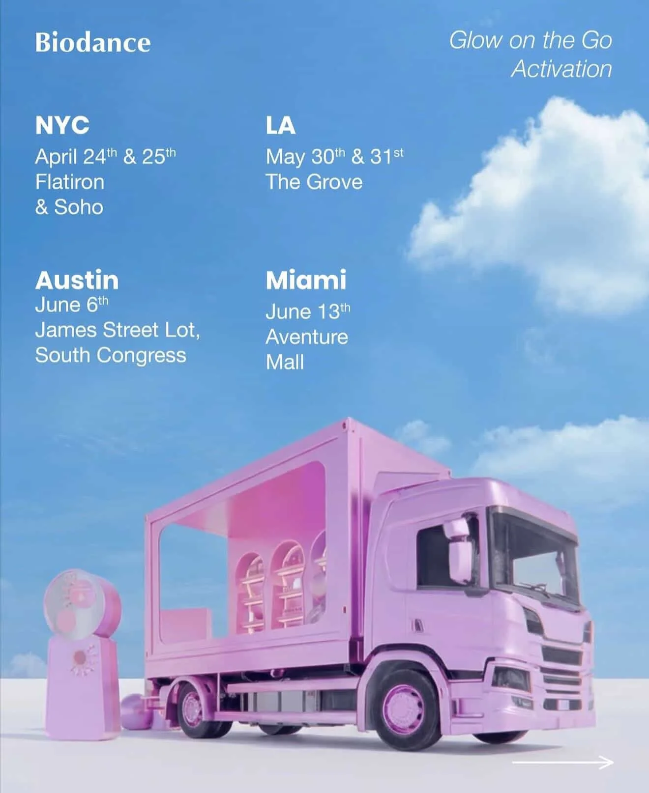BIODANCE JELLY SERUM MIST POP-UP TRUCK, MIAMI