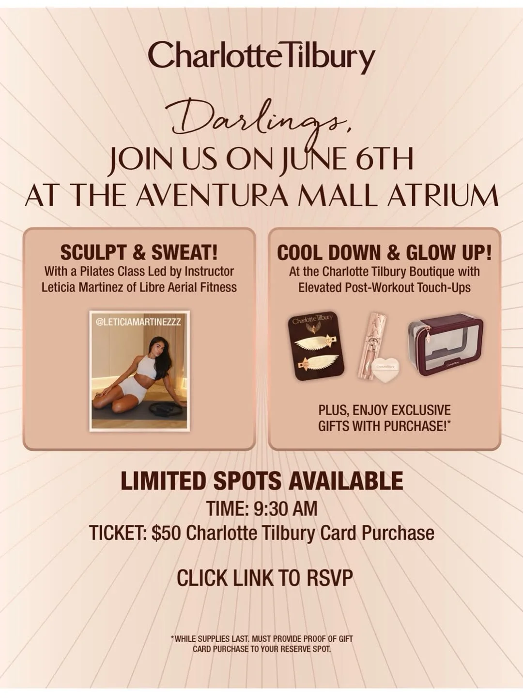 CHARLOTTE TILBURY PILATES EVENT, MIAMI