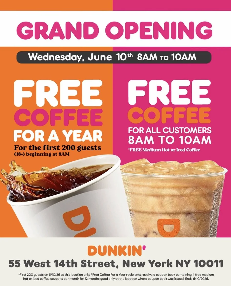 DUNKIN' UNION SQUARE GRAND OPENING CELEBRATION, NYC
