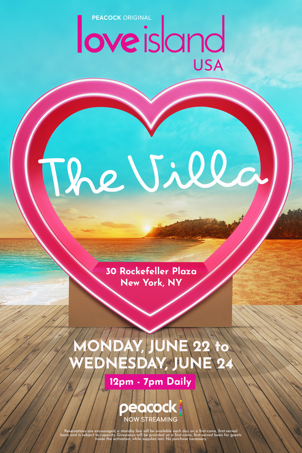 PEACOCK'S LOVE ISLAND USA: THE VILLA AT ROCKEFELLER CENTER, NYC