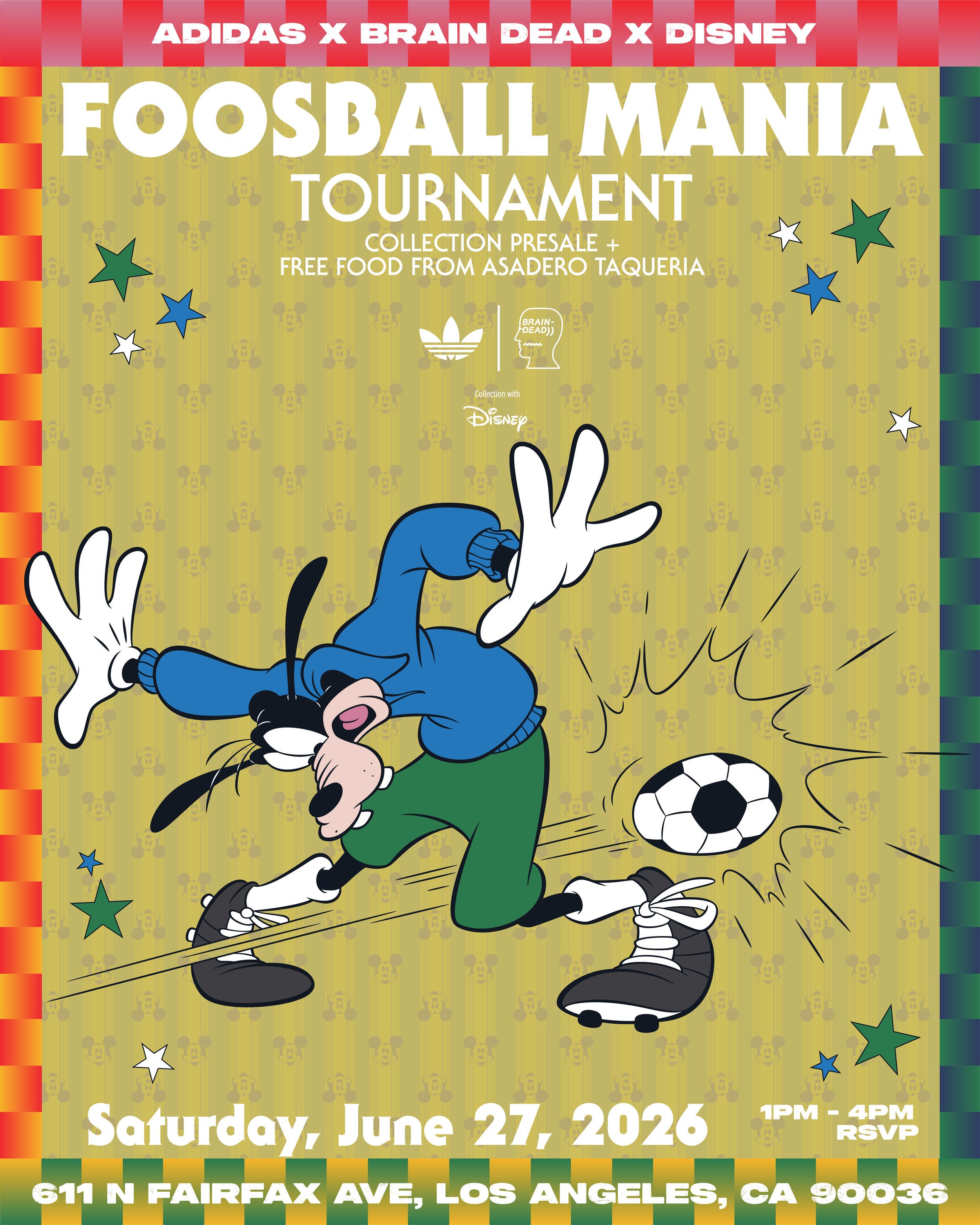 ADIDAS X BRAIN DEAD X DISNEY FOOSBALL MANIA TOURNAMENT, LA