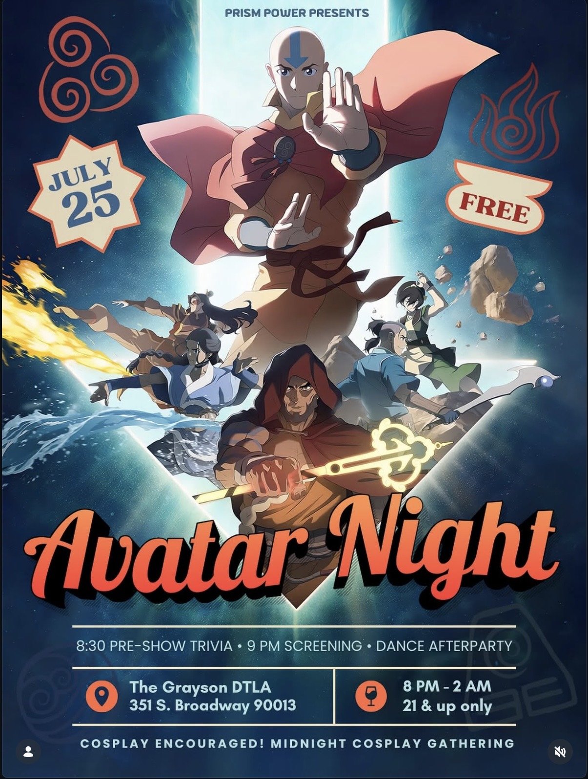 AVATAR AANG WATCH PARTY AFTERPARTY, LA