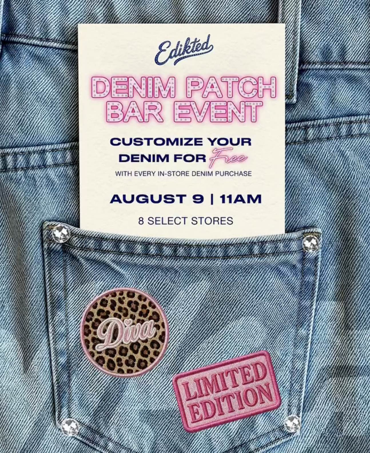EDIKTED DENIM PATCH BAR EVENT, VA
