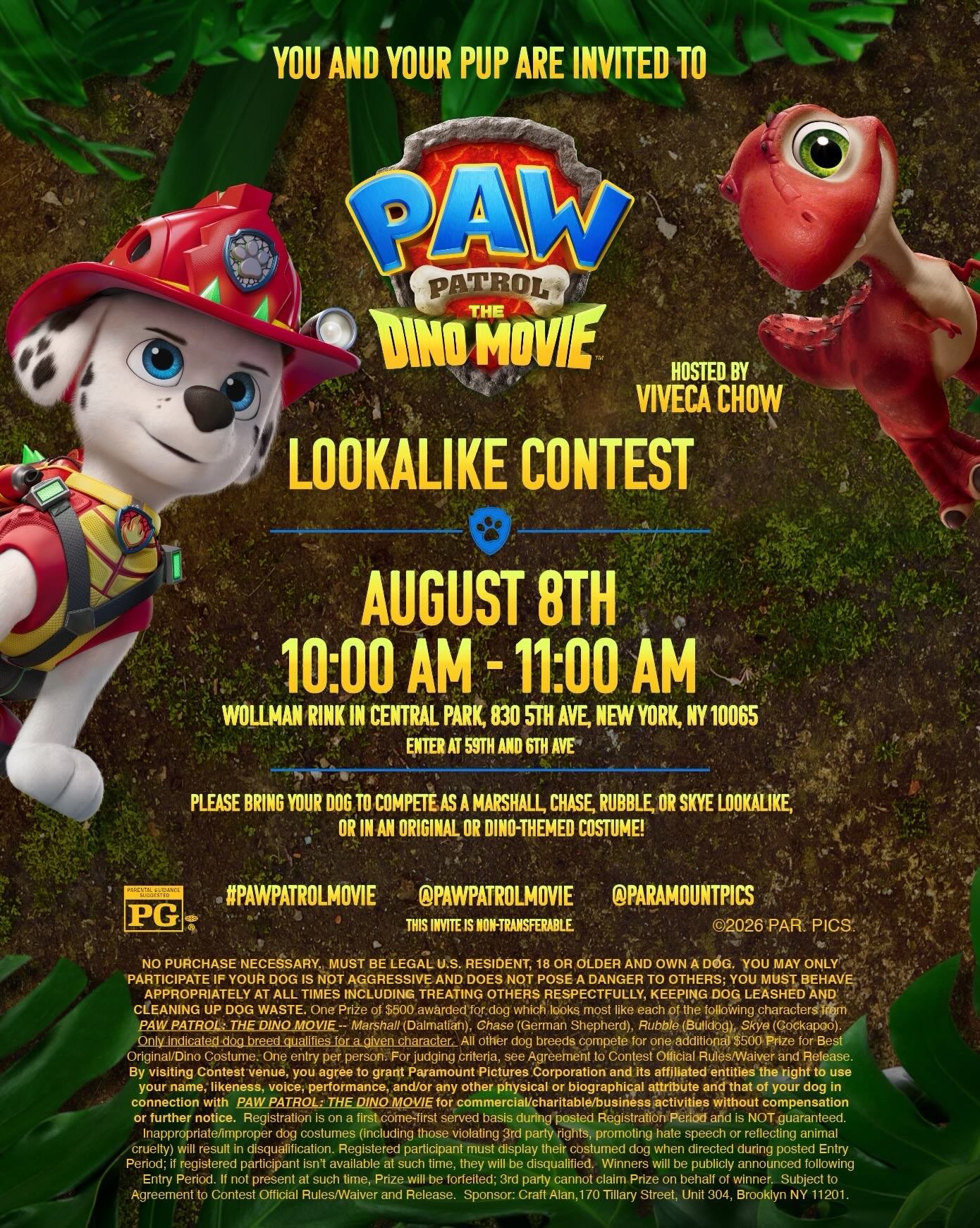 PAW PATROL THE DINO MOVIE LOOKALIKE CONTEST, NYC