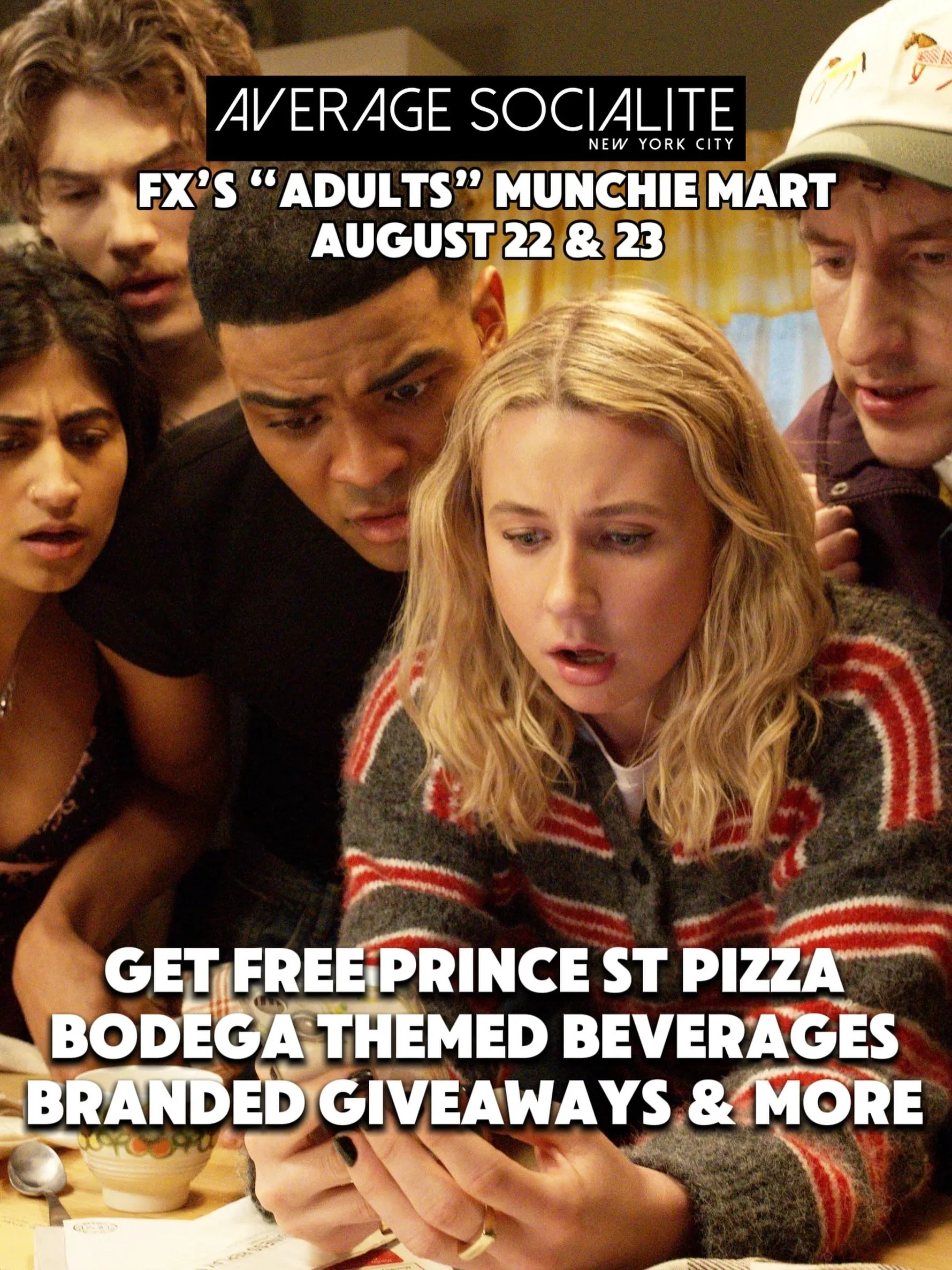 NYC 🍕 Celebrate the season two return of @adultsfx this weekend with free slices of @princestreetpizza with exclusive character-inspired toppings! FX will transform Arlene&rsquo;s Grocery in the Lower East Side into an immersive bodega experience fe