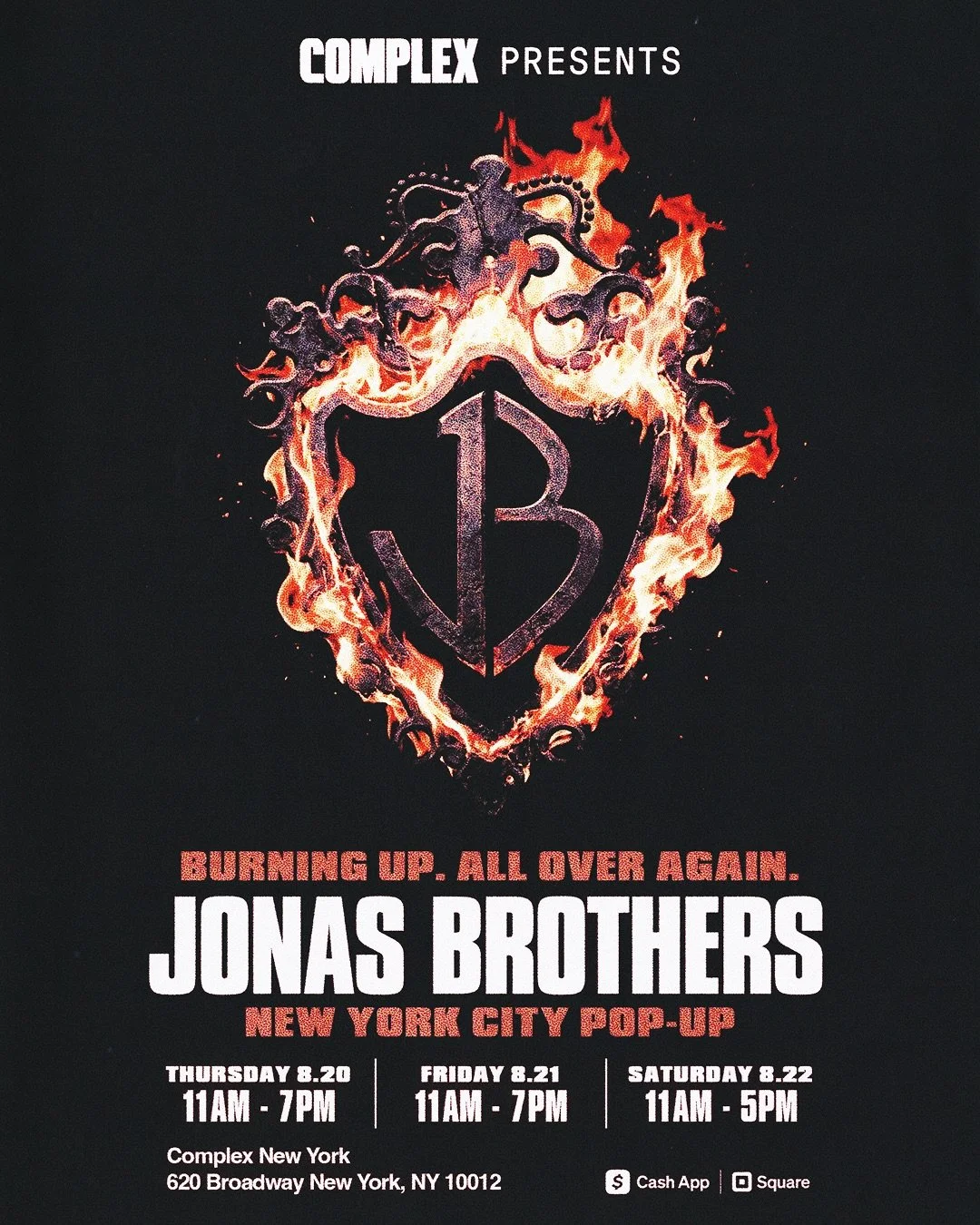 BURNING UP. ALL OVER AGAIN. JONAS BROTHERS POP-UP, NYC