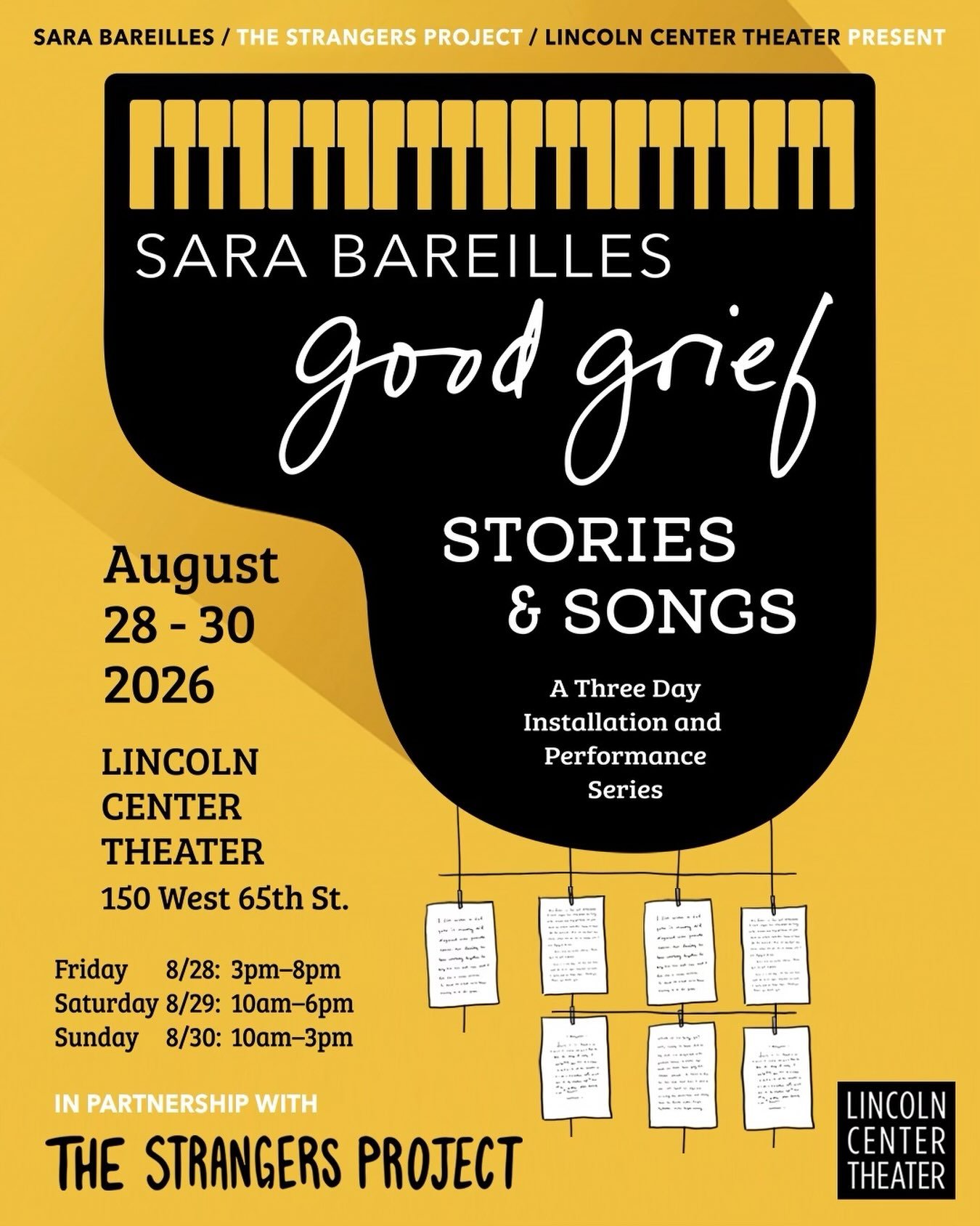SARA BAREILLES 'GOOD GRIEF' STORIES &amp; SONGS WITH THE STRANGERS PROJECT, NYC