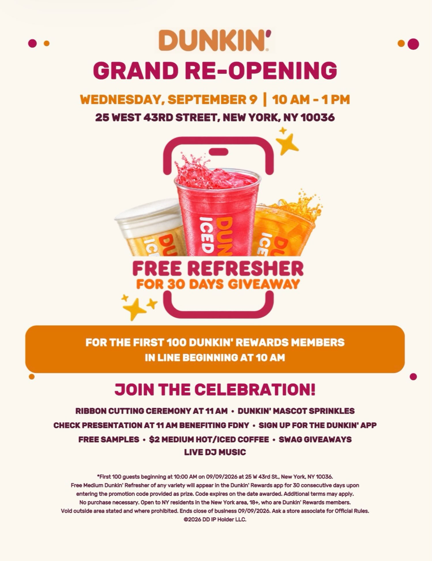 DUNKIN' GRAND REOPENING, NYC