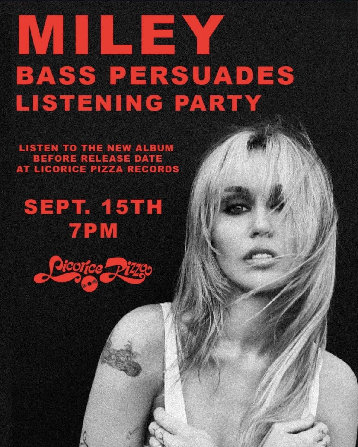 MILEY LISTENING PARTY AT LICORICE PIZZA RECORDS, LA