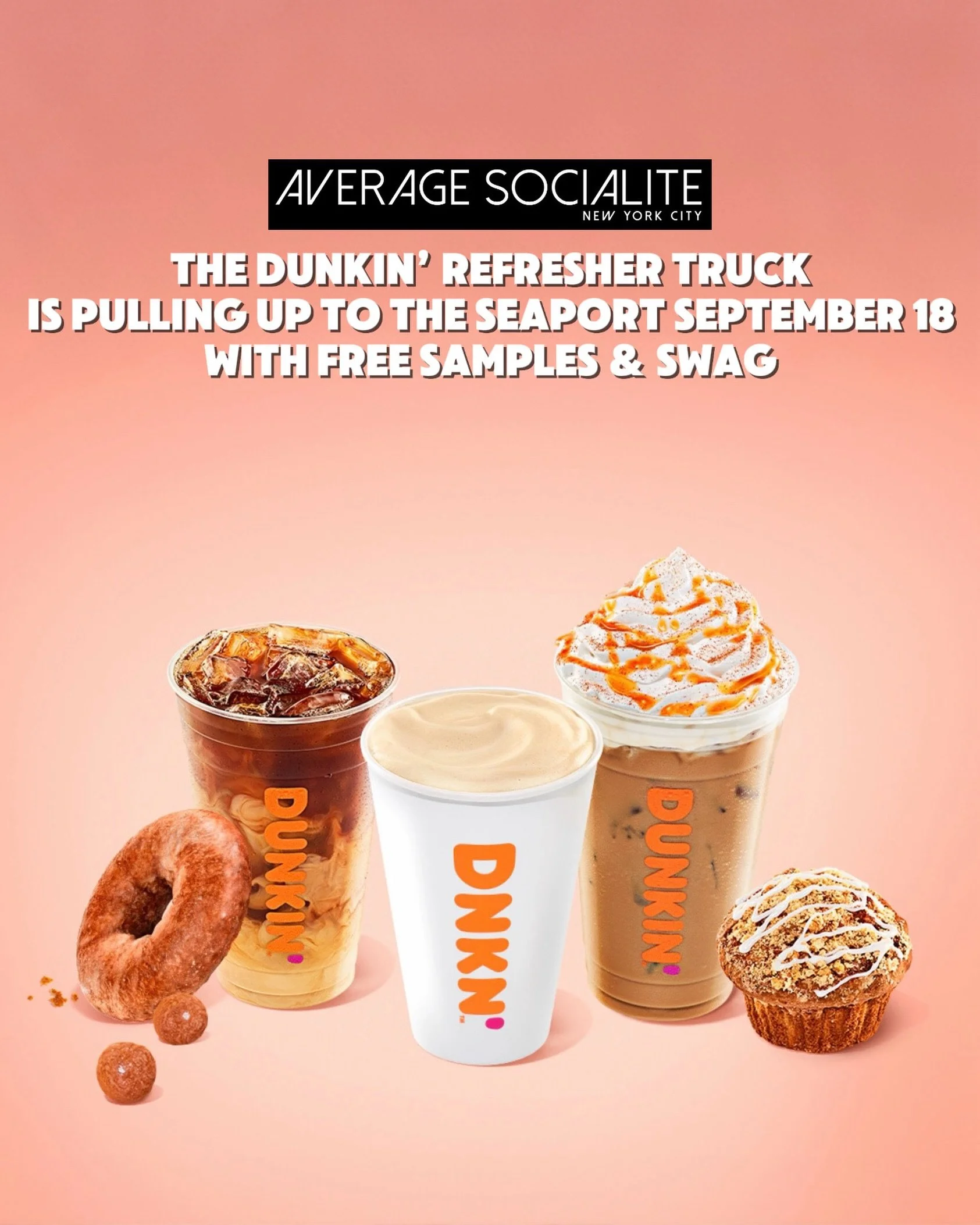 🎃 Dunkin&rsquo; is rolling into Pier 17 this Friday, September 18, with free drinks and swag! From 2:30&ndash;6 PM, the Dunkin&rsquo; Refresher Truck will be popping up at the Seaport and serving FREE samples of the Iced Pumpkin Latte, Berry Clement