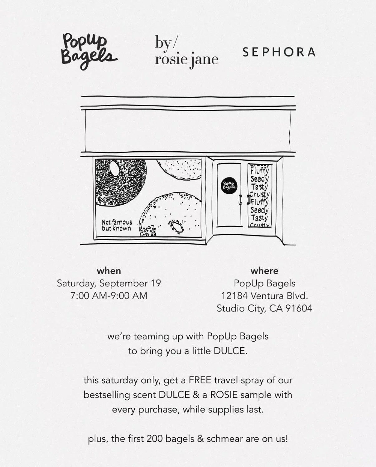 POPUP BAGELS X BY/ROSIE JANE X SEPHORA POP-UP, LA