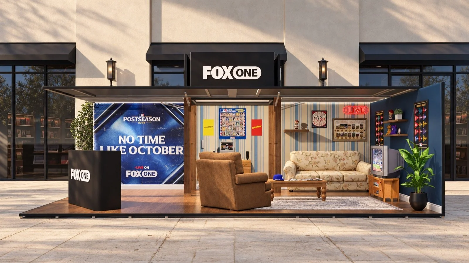 FOX ONE BASEBALL THROWBACK LIVING-ROOM POP-UP, LA