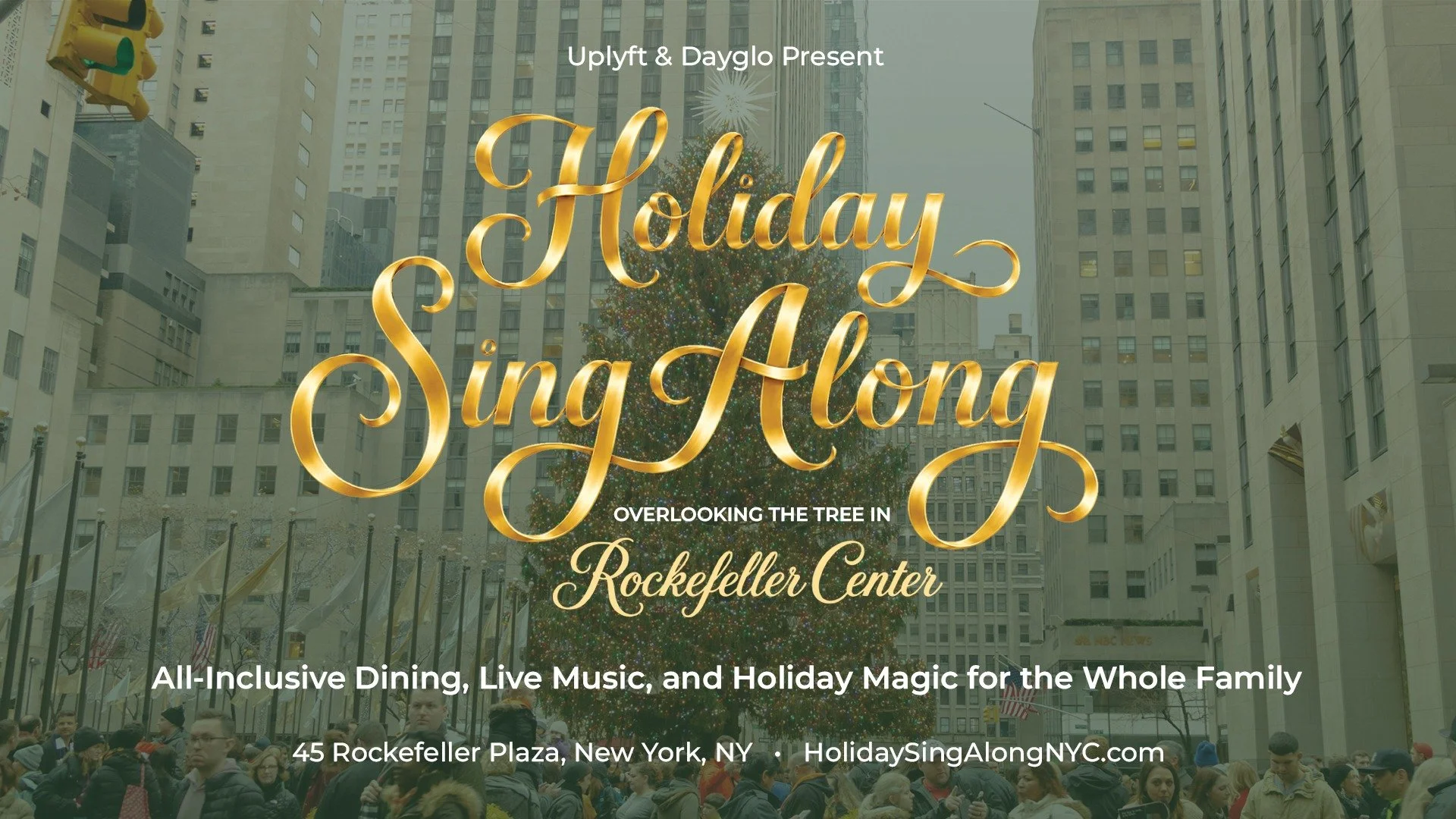 HOLIDAY SING-ALONG OVERLOOKING THE TREE IN ROCKEFELLER CENTER, NYC