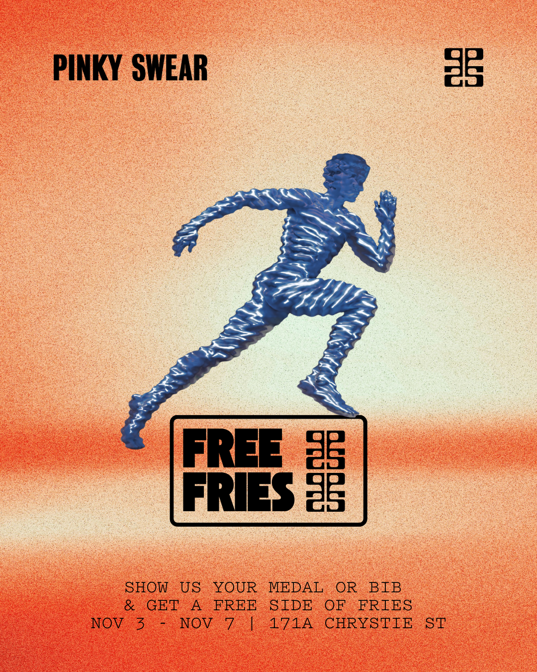 NYC MARATHON: FREE SHOTS AND FRIES, NYC 