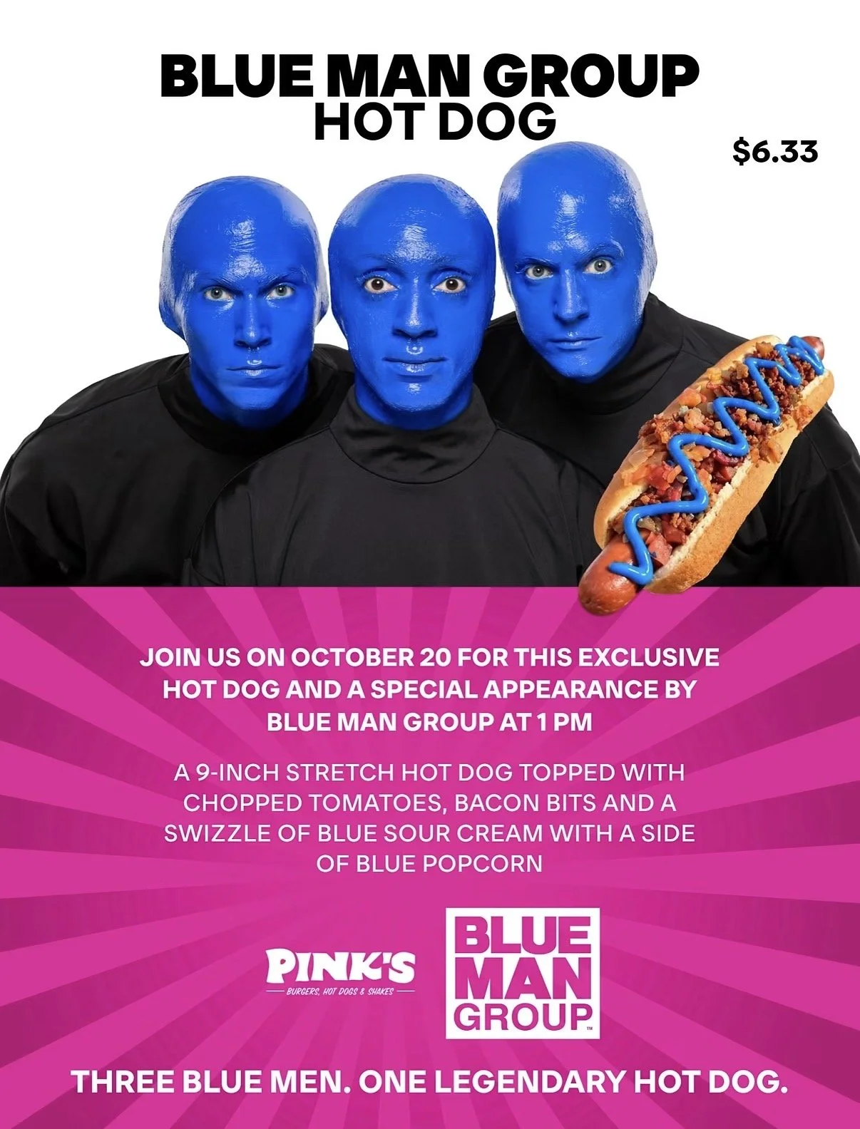 BLUE MAN GROUP MEET AND GREET AT PINKS HOT DOGS, LA