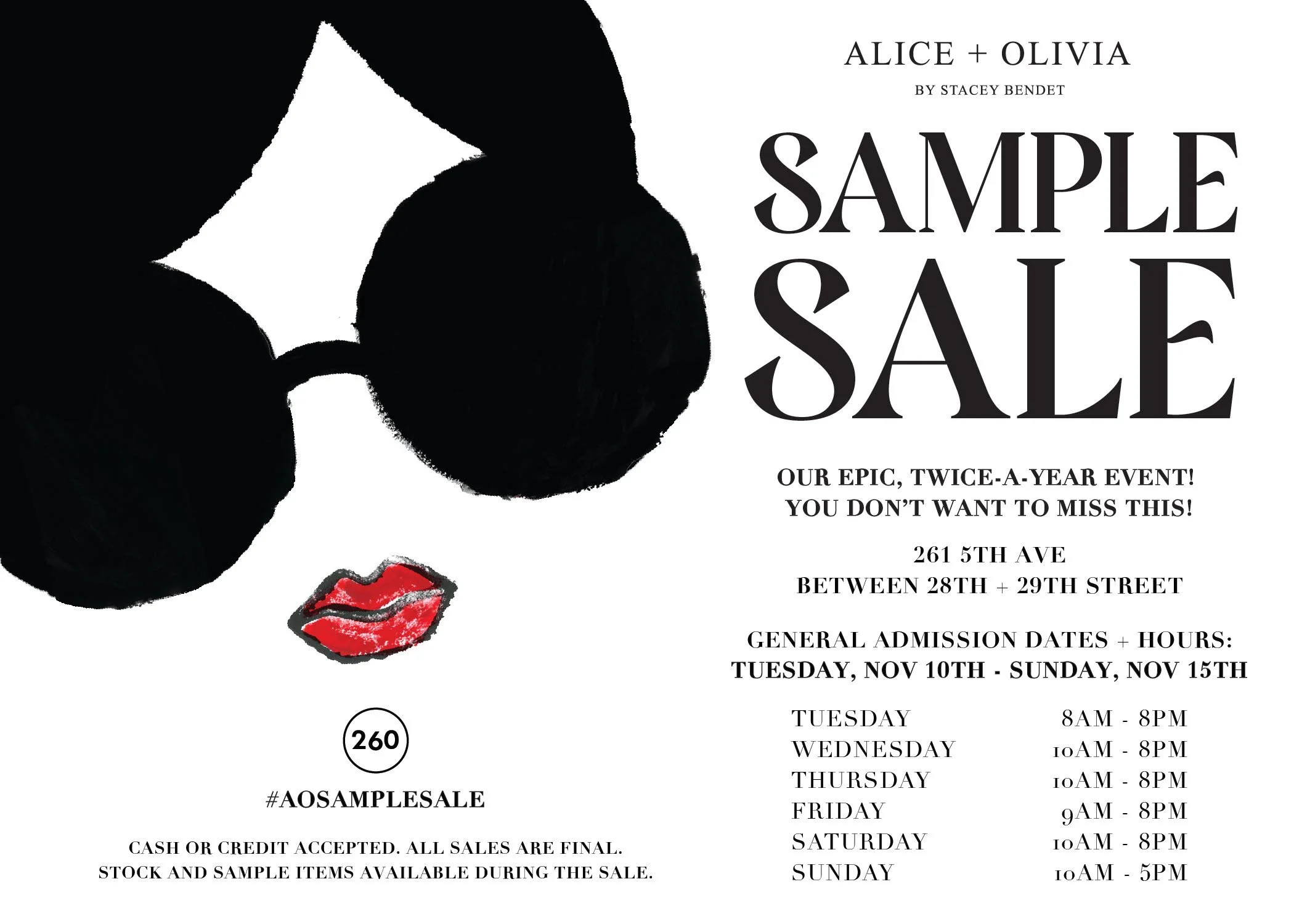 ALICE + OLIVIA SAMPLE SALE, NYC