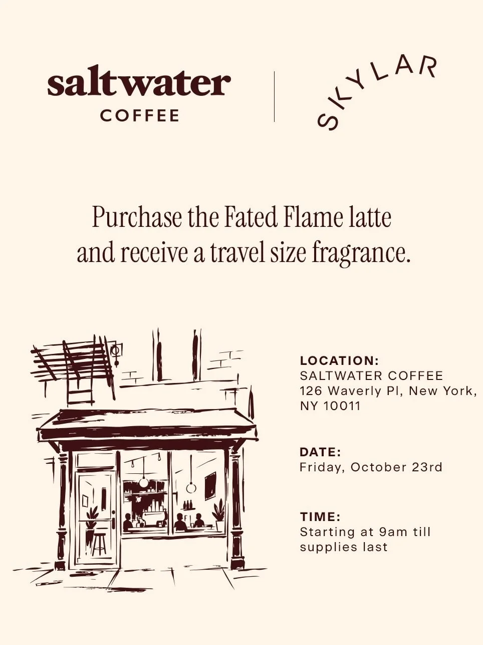 SALTWATER COFFEE X SKYLAR POP-UP, NYC