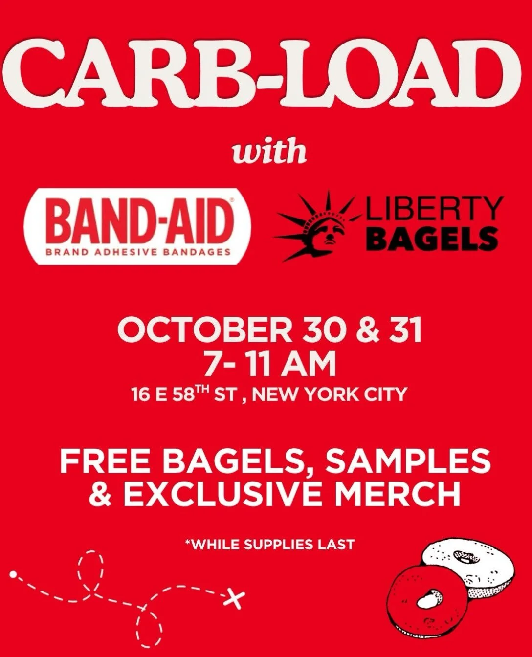 CARB-LOAD WITH BAND-AID AND LIBERTY BAGELS, NYC 