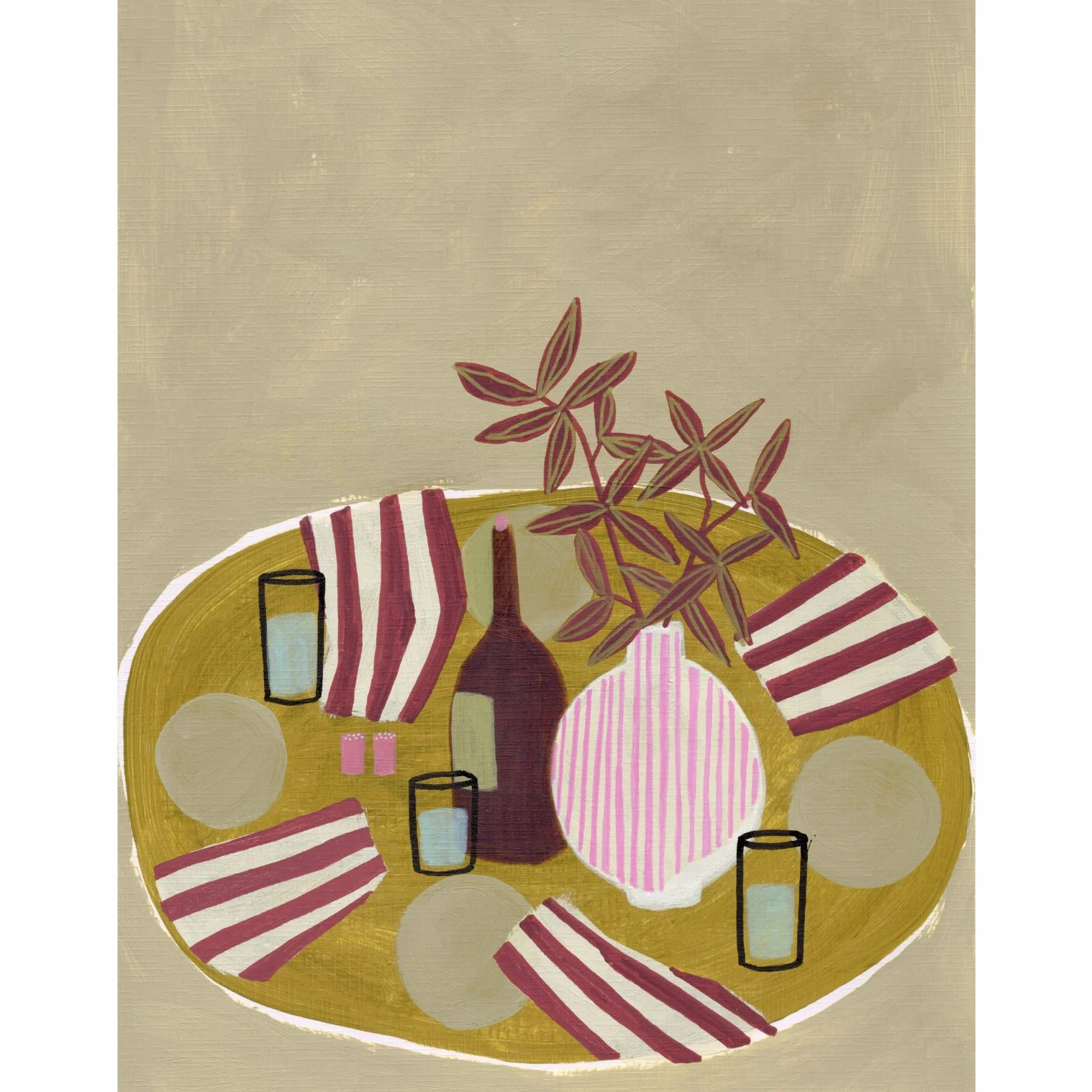 FINE ART PRINT - Kitchen Table in taupe