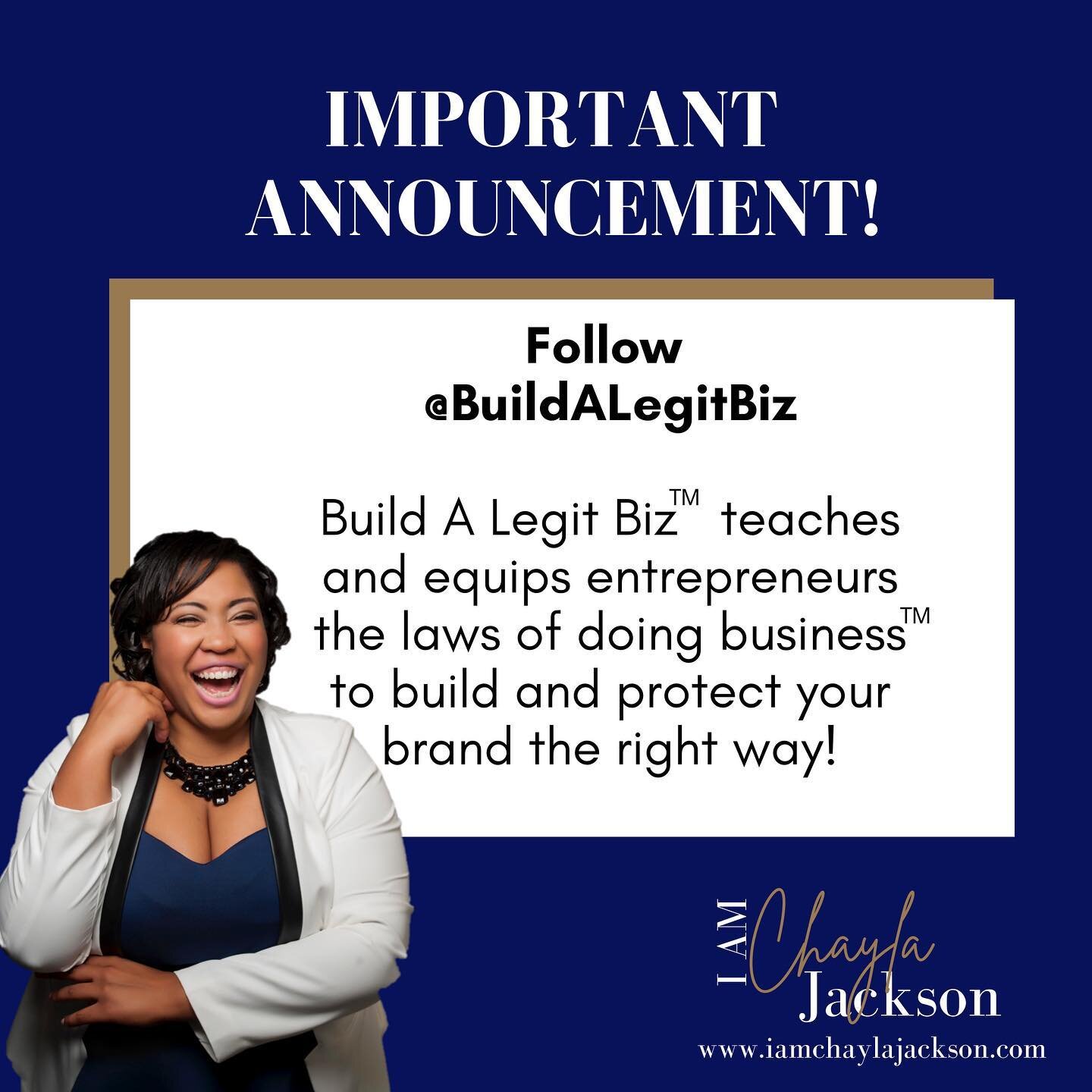 🚨 Important Announcement 🚨 Many of you have been following this page for the legal tips you need for your business. Thank you!!

All of that is now moved over to @buildalegitbiz make sure you follow and invite others. Especially if you&rsquo;ve enj