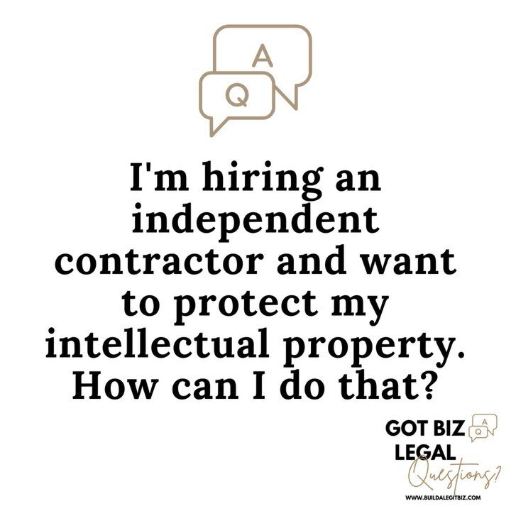 May's Got Biz Legal Questions? is here!

Thank you for your patience during the rescheduling. 

Check out the video for the answer to this month's question on how to protect your intellectual property when hiring independent contractors.

FYI, just b