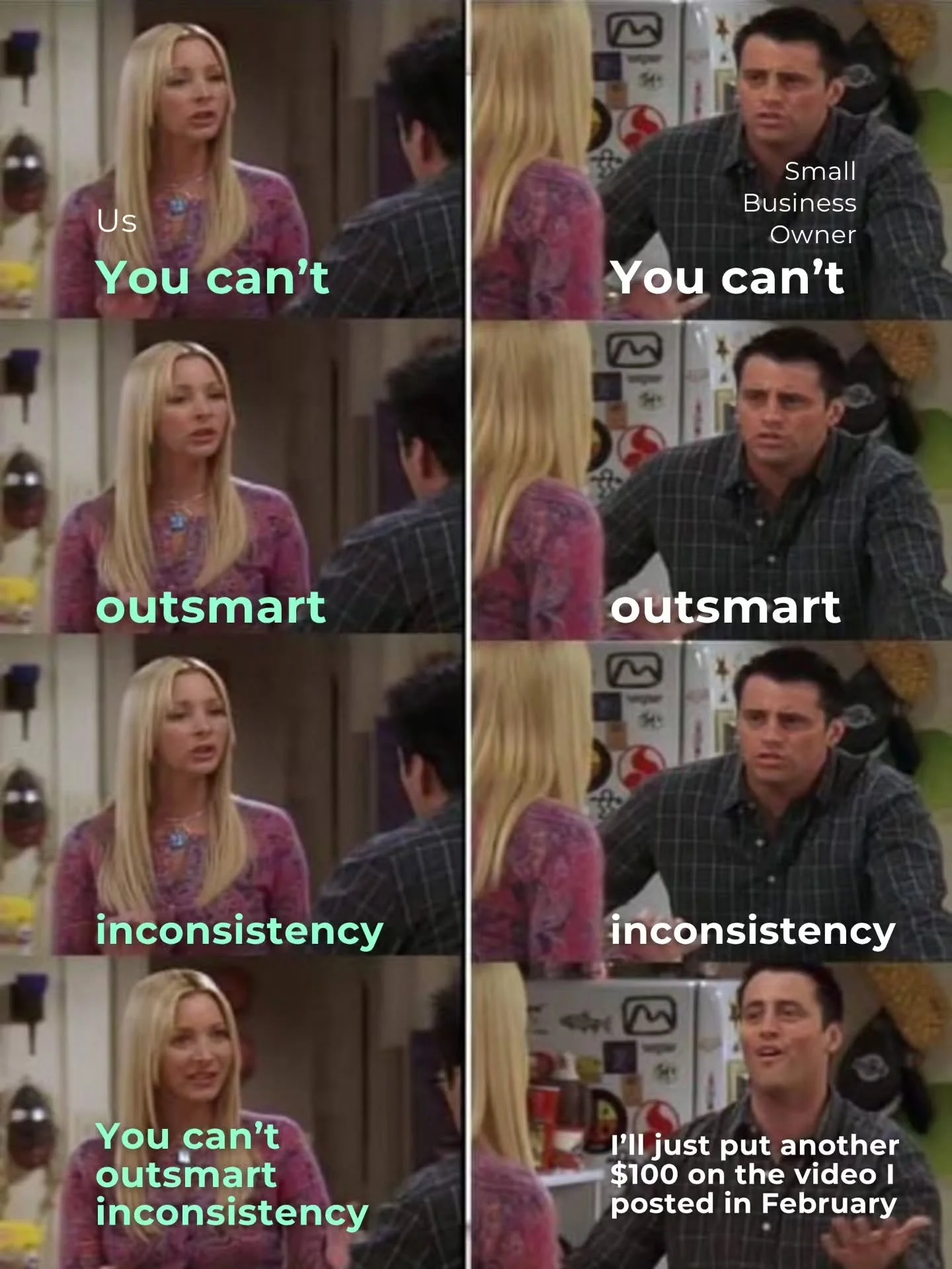Inconsistent posting is one of the biggest things holding small business owners back on social media. Not because the algorithm punishes you, but because your audience stops expecting you.

Consistency builds trust.
Trust builds community.
Community 