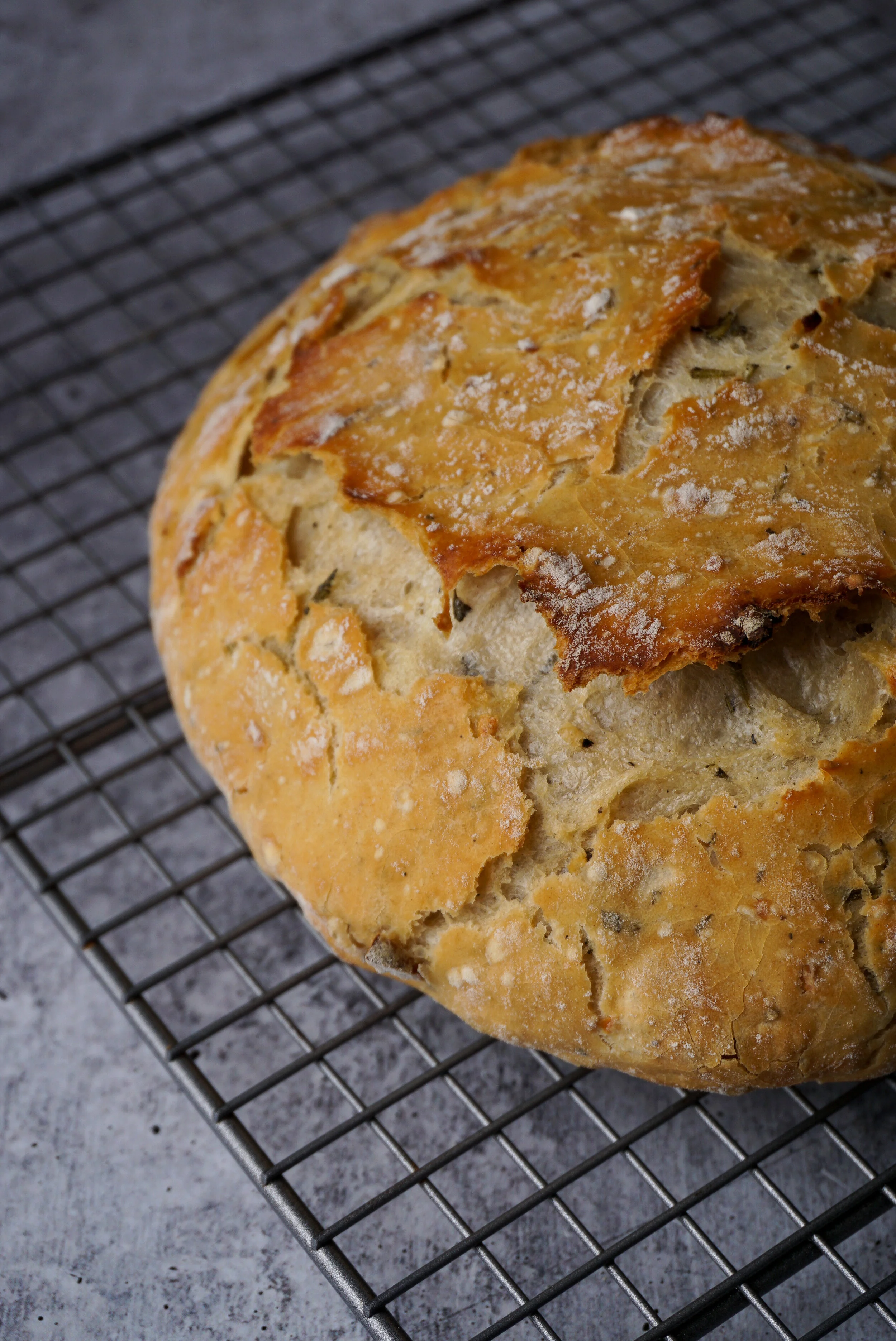 no-knead rosemary garlic artisan bread